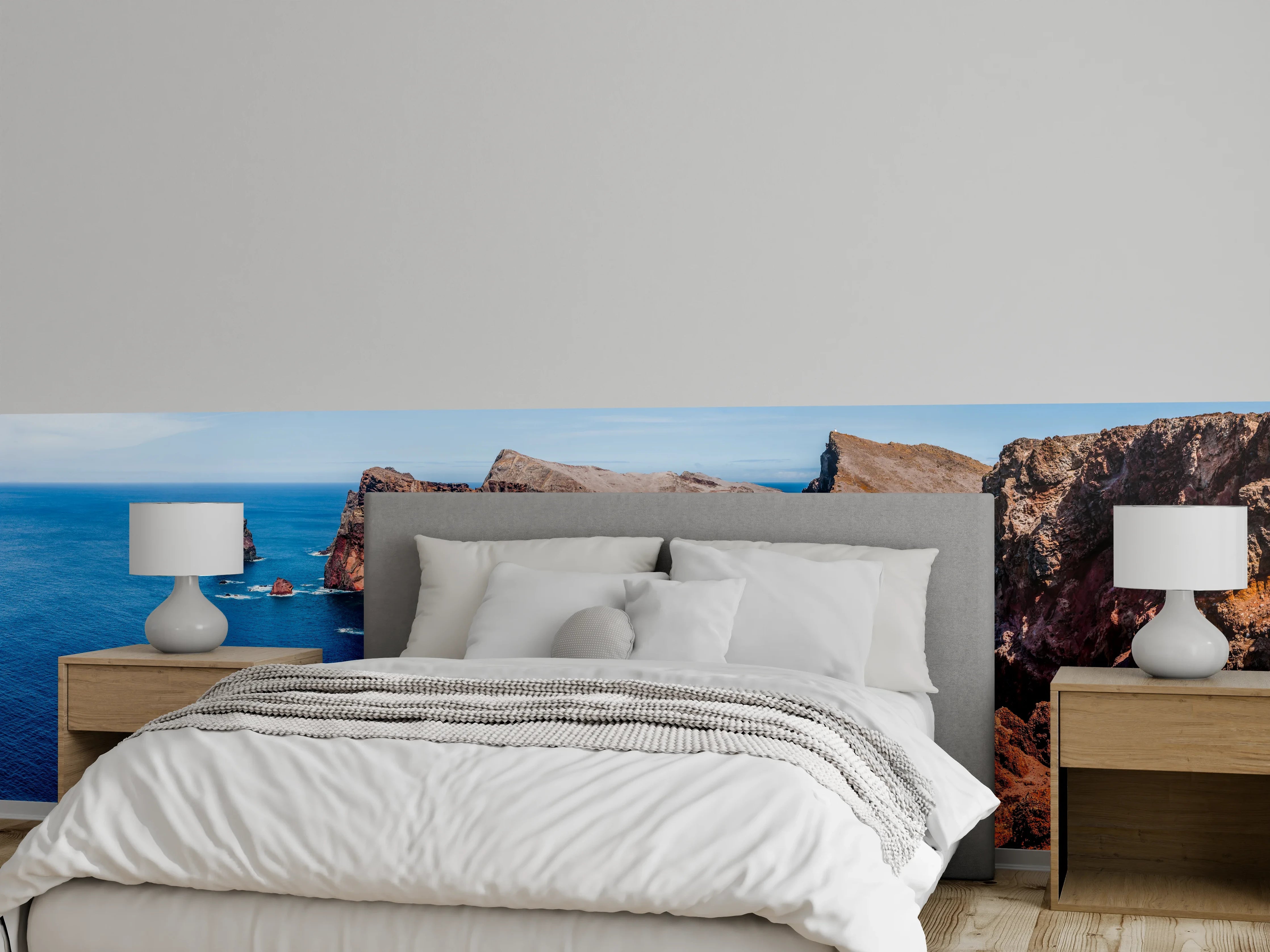 Wandverkleidung Schlafzimmer - Portugal Felsklippen, Tiefes Blau