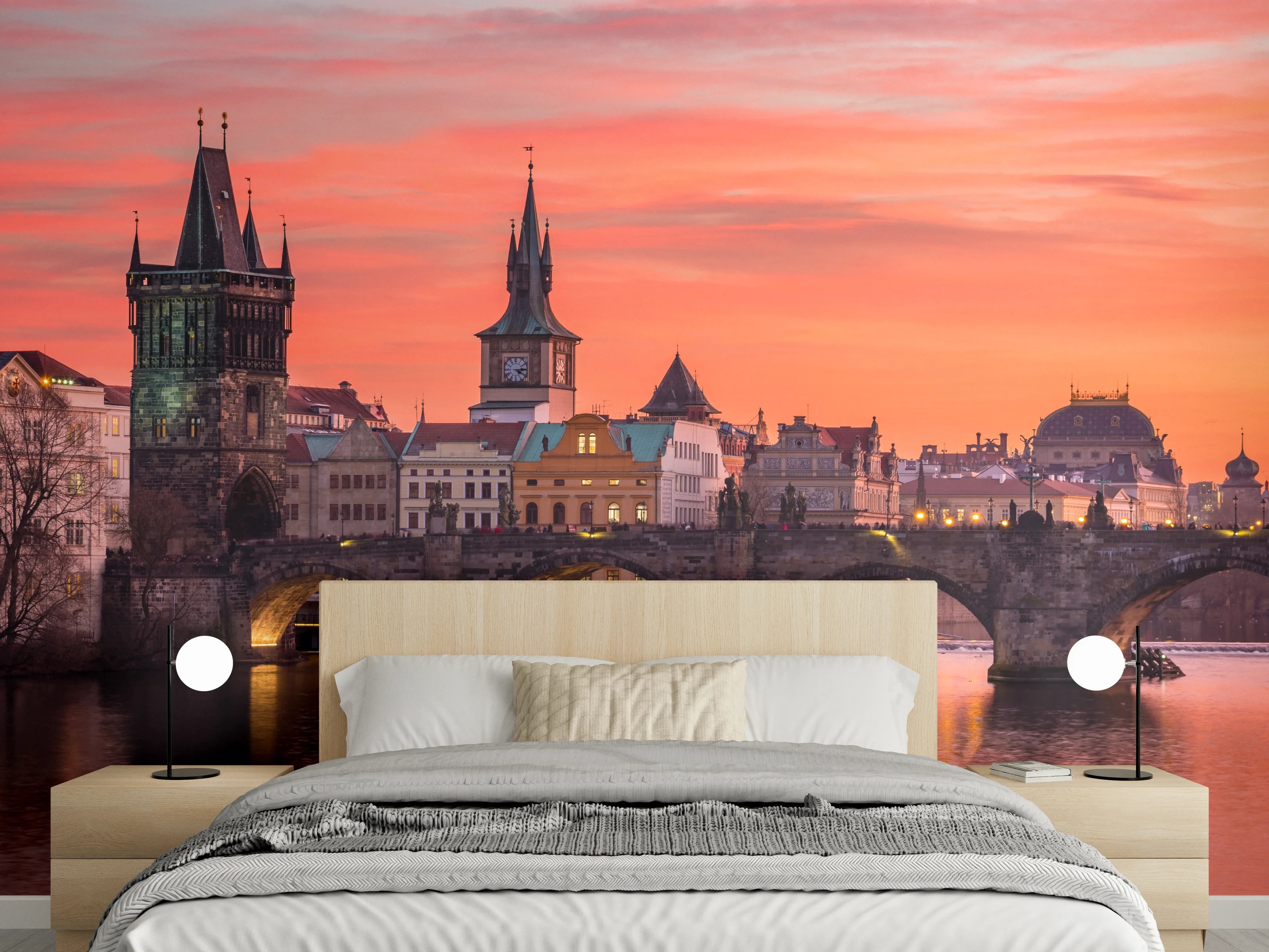 Wandverkleidung Schlafzimmer - Prager Altstadt bei Sonnenuntergang