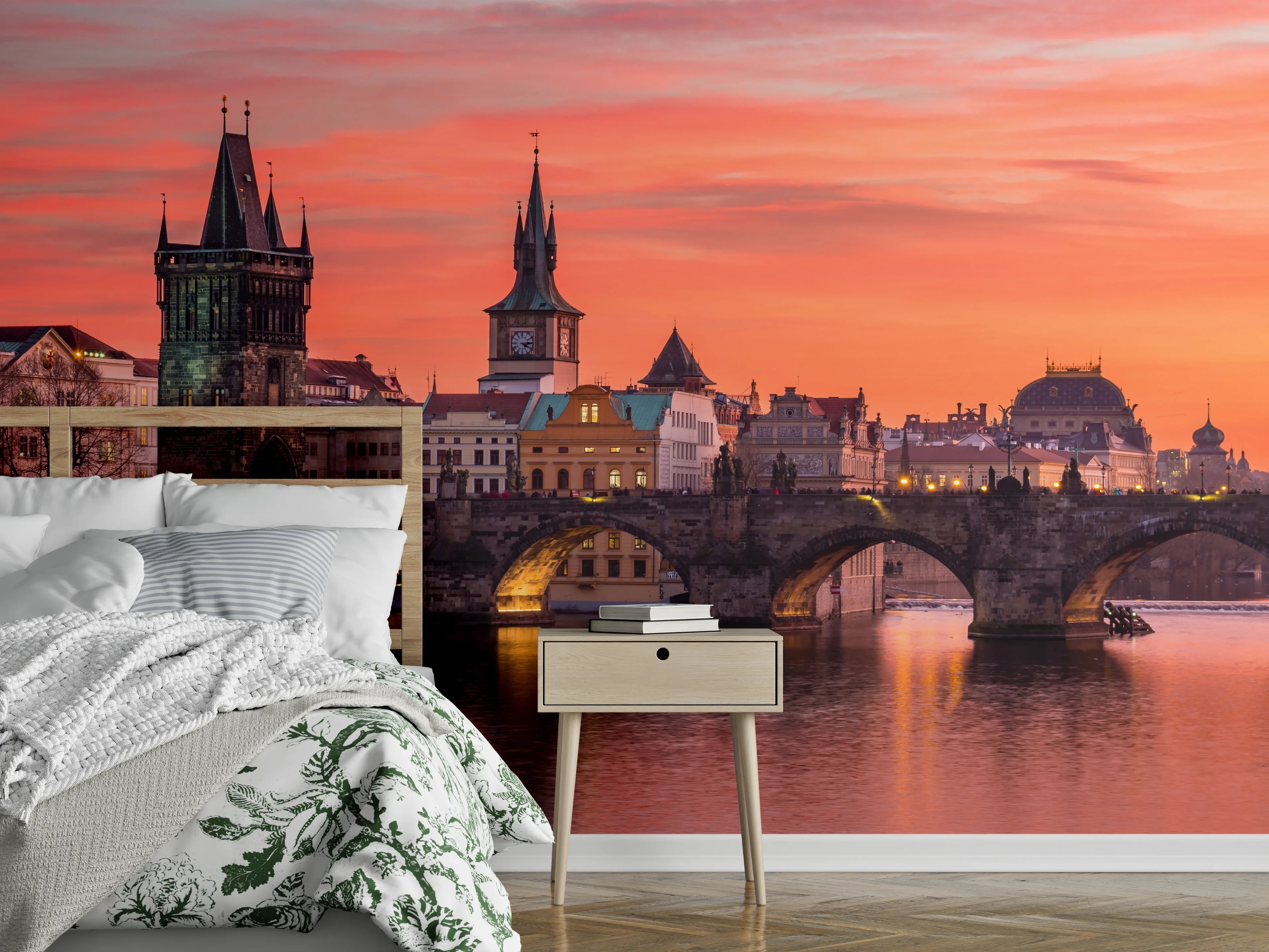 Wandverkleidung Schlafzimmer - Prager Altstadt bei Sonnenuntergang
