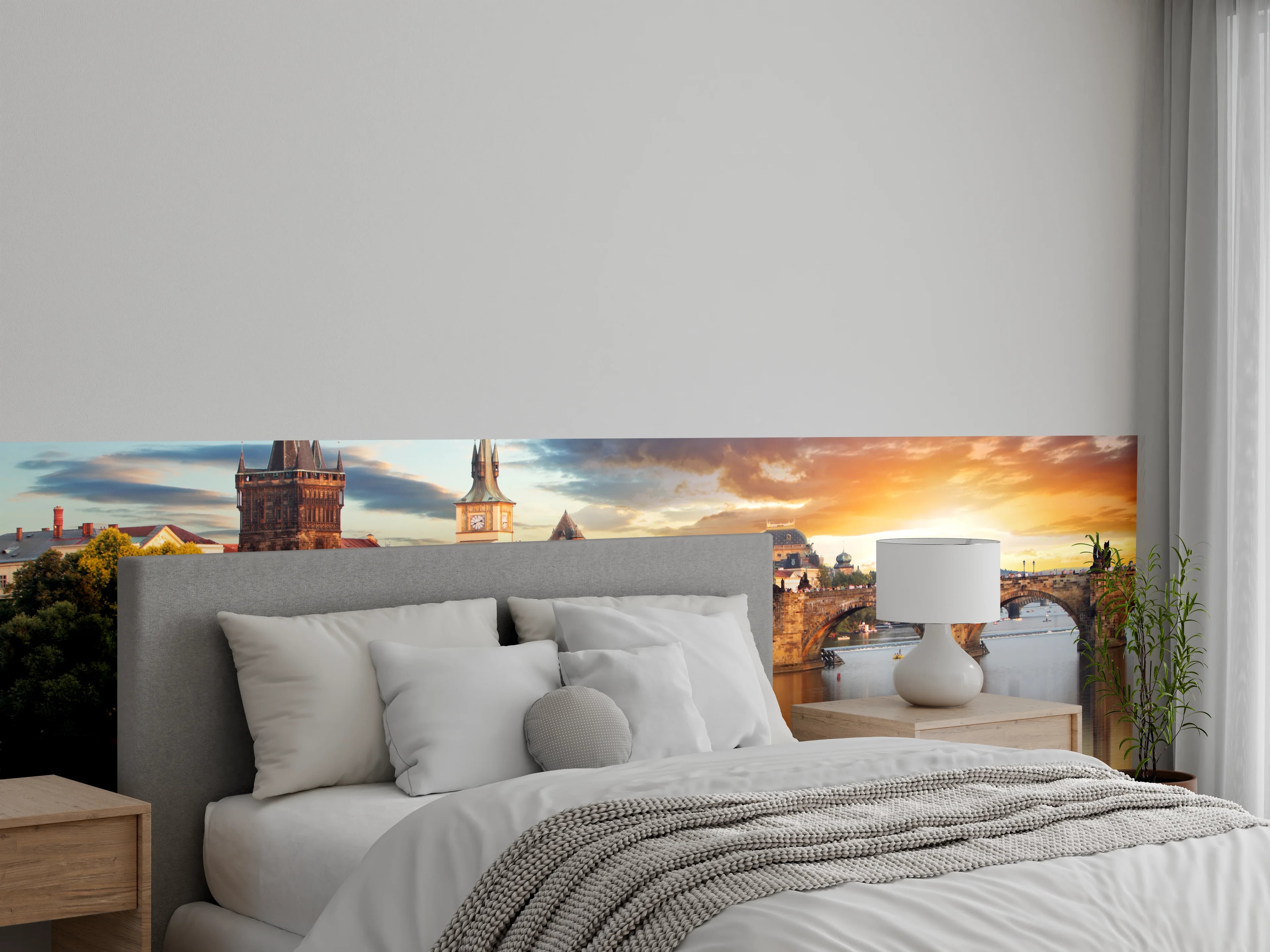 Wandverkleidung Schlafzimmer - Prager Karlsbrücke im Sonnenaufgang