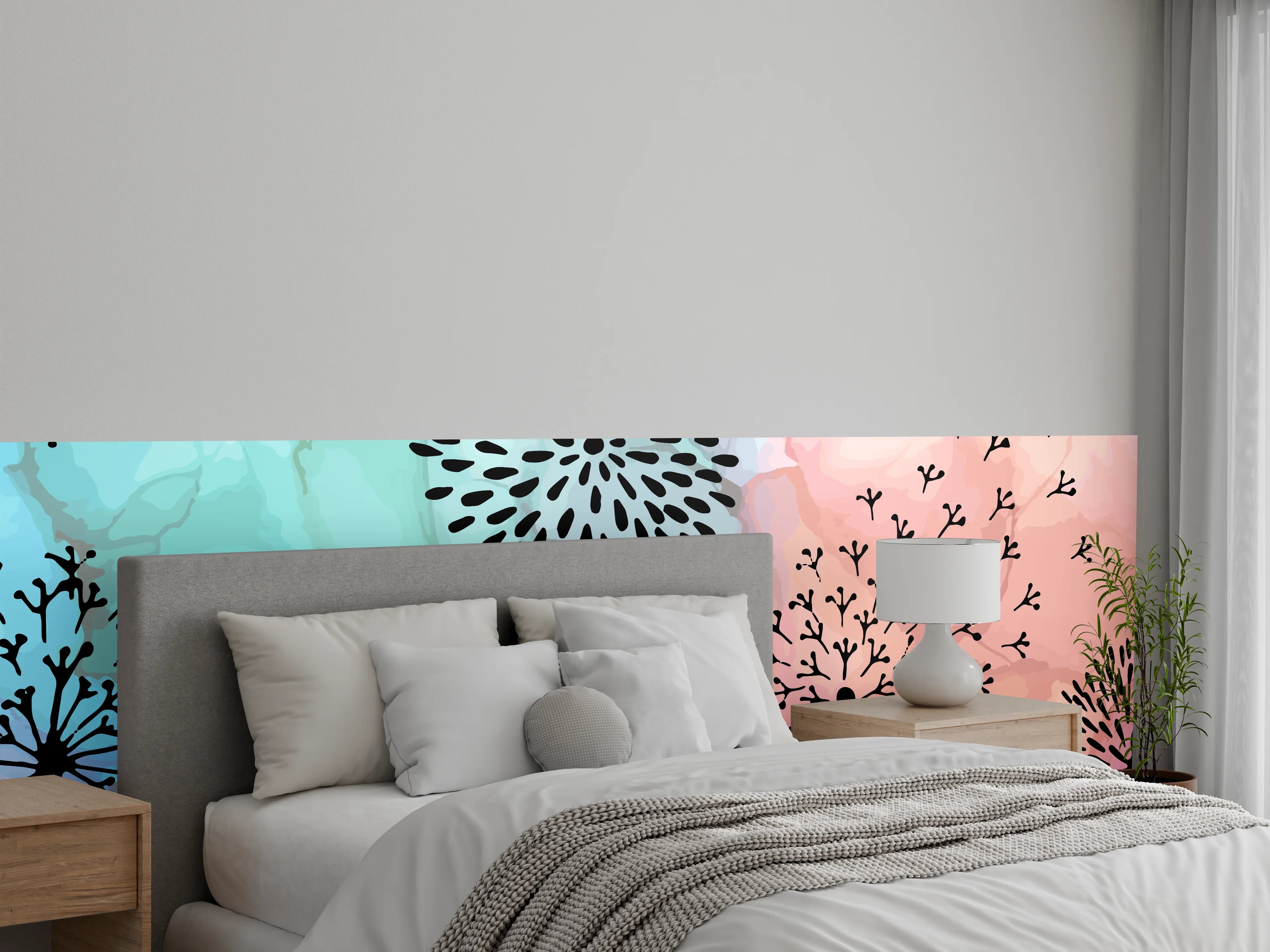 Wandverkleidung Schlafzimmer - Pusteblume Aquarell