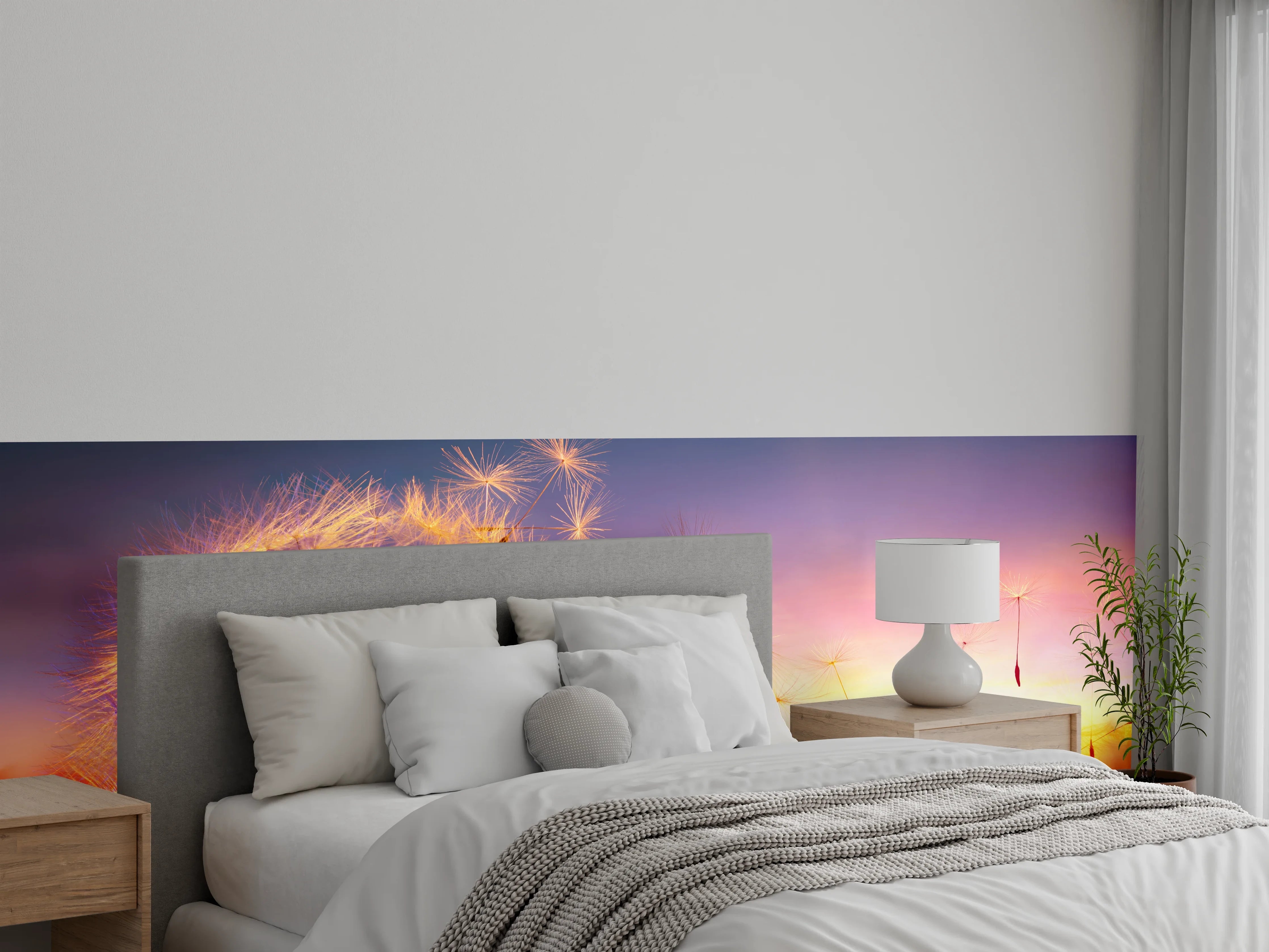 Wandverkleidung Schlafzimmer - Pusteblume Sonnenuntergang Romantisches Motiv