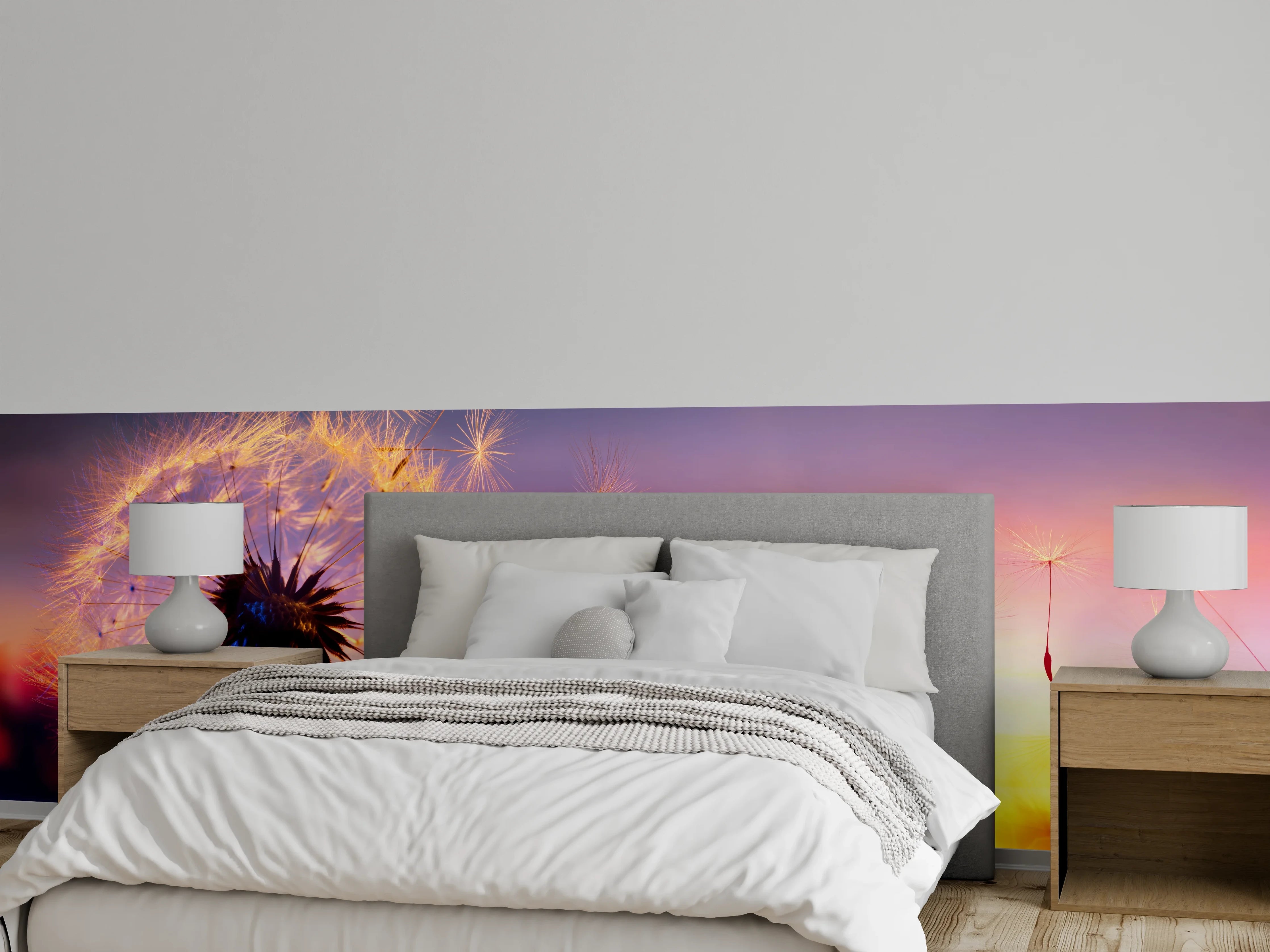 Wandverkleidung Schlafzimmer - Pusteblume Sonnenuntergang Romantisches Motiv