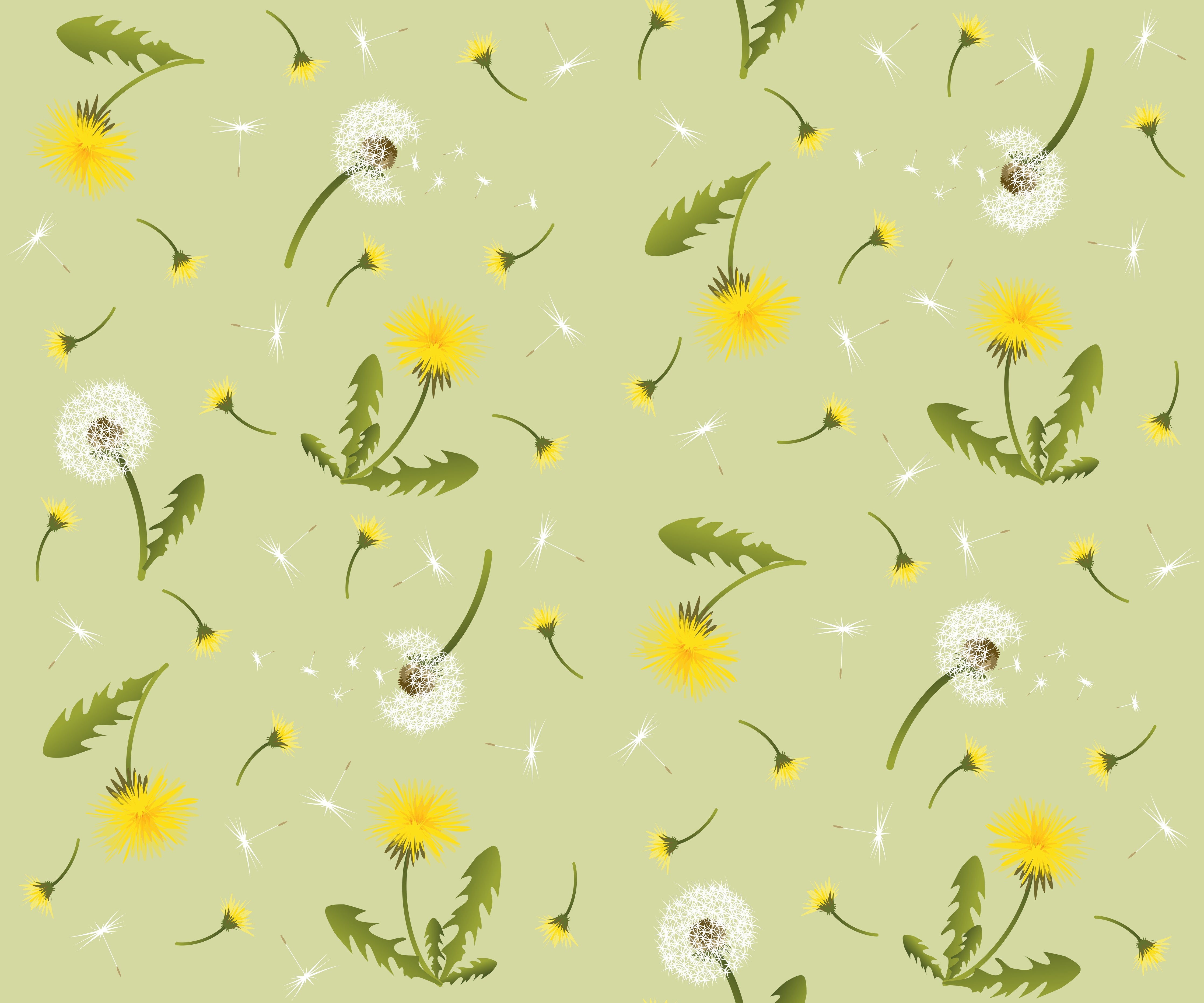 Wandverkleidung Schlafzimmer-Pusteblumen Grün-Gelb Muster