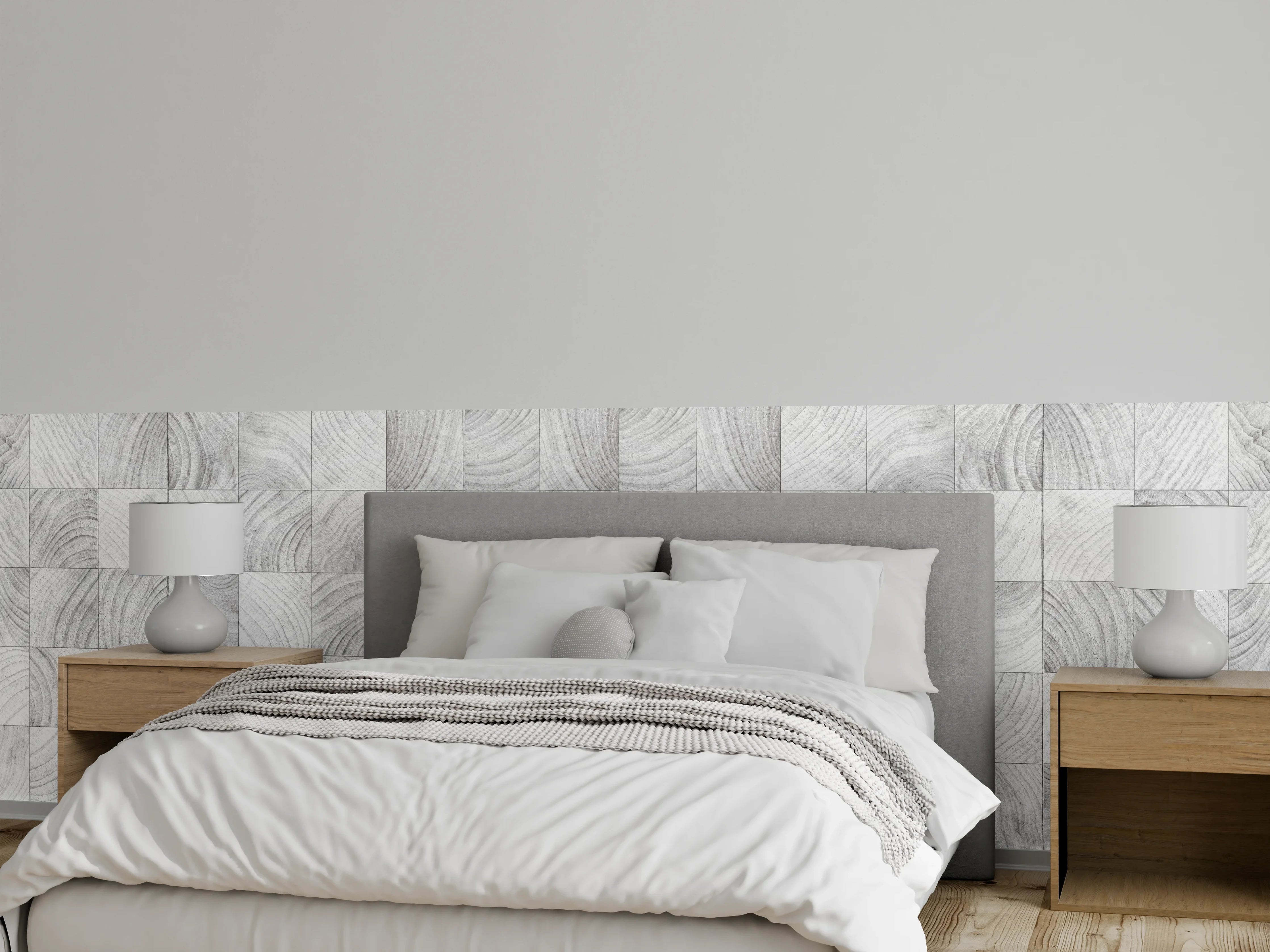 Wandverkleidung Schlafzimmer - Quadratische Holzartige Fliesen