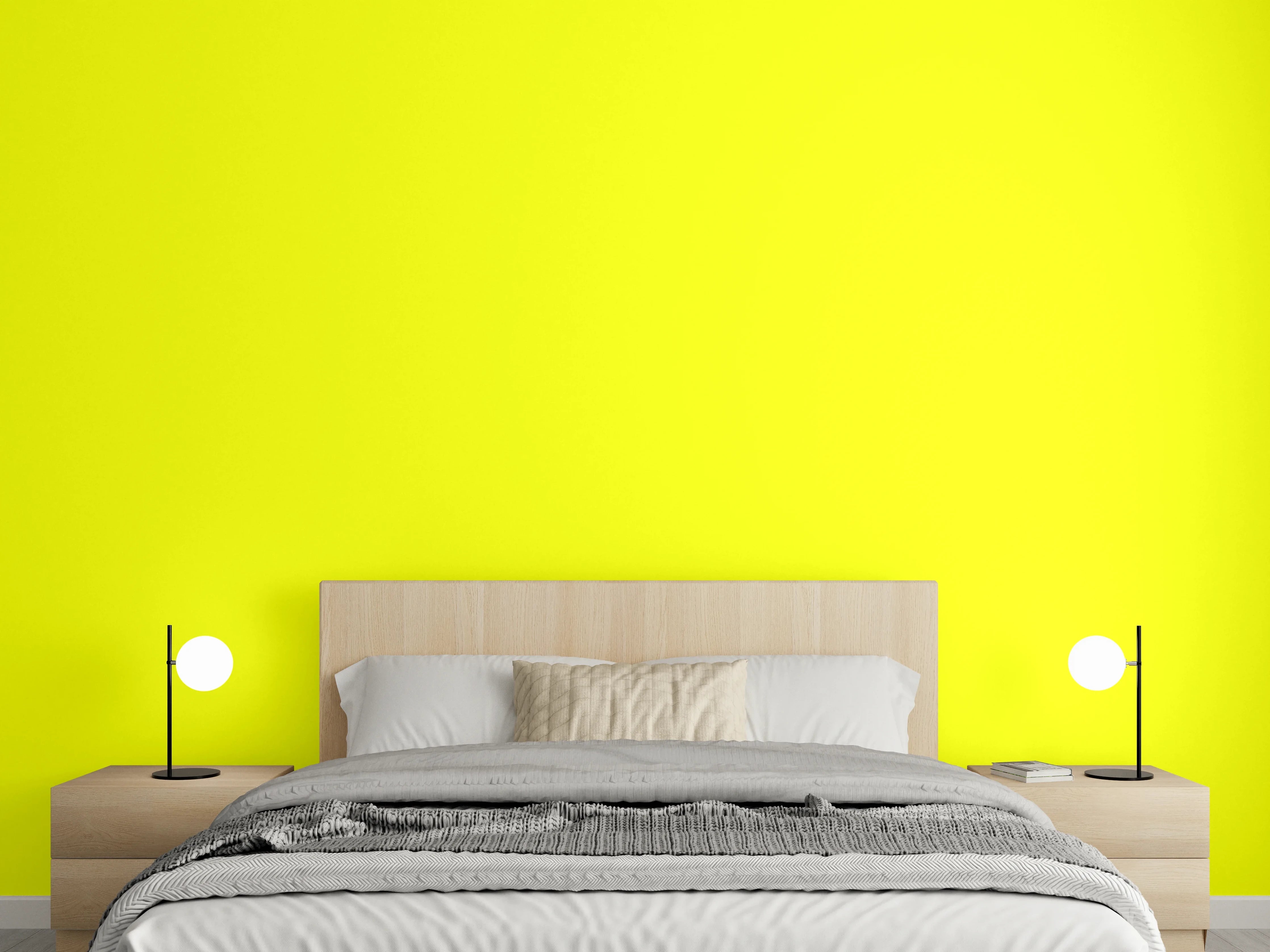 Wandverkleidung Schlafzimmer - RAL 1026 (leuchtendes Gelb)
