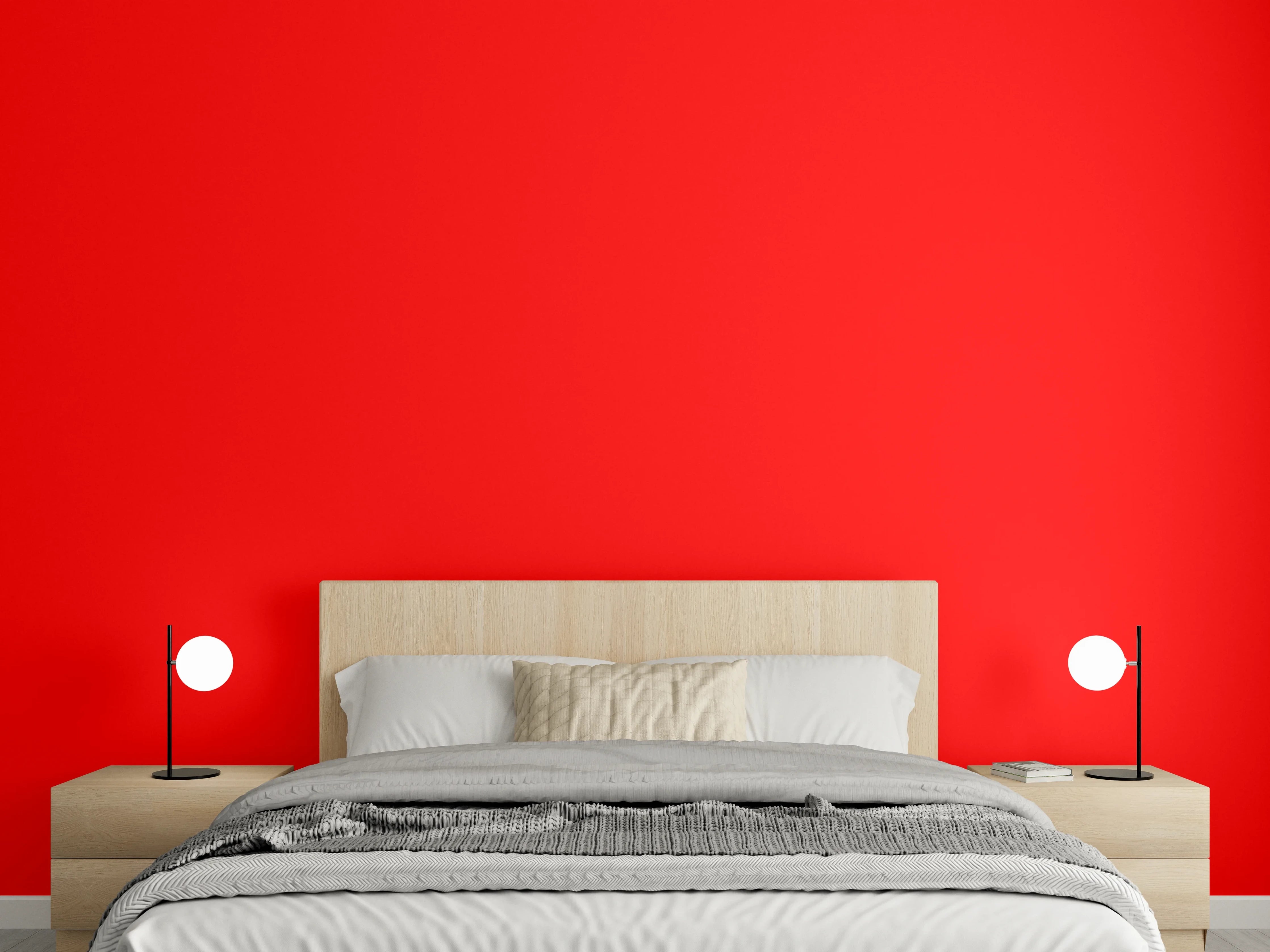 Wandverkleidung Schlafzimmer - RAL 3024 (leuchtendes Rot)