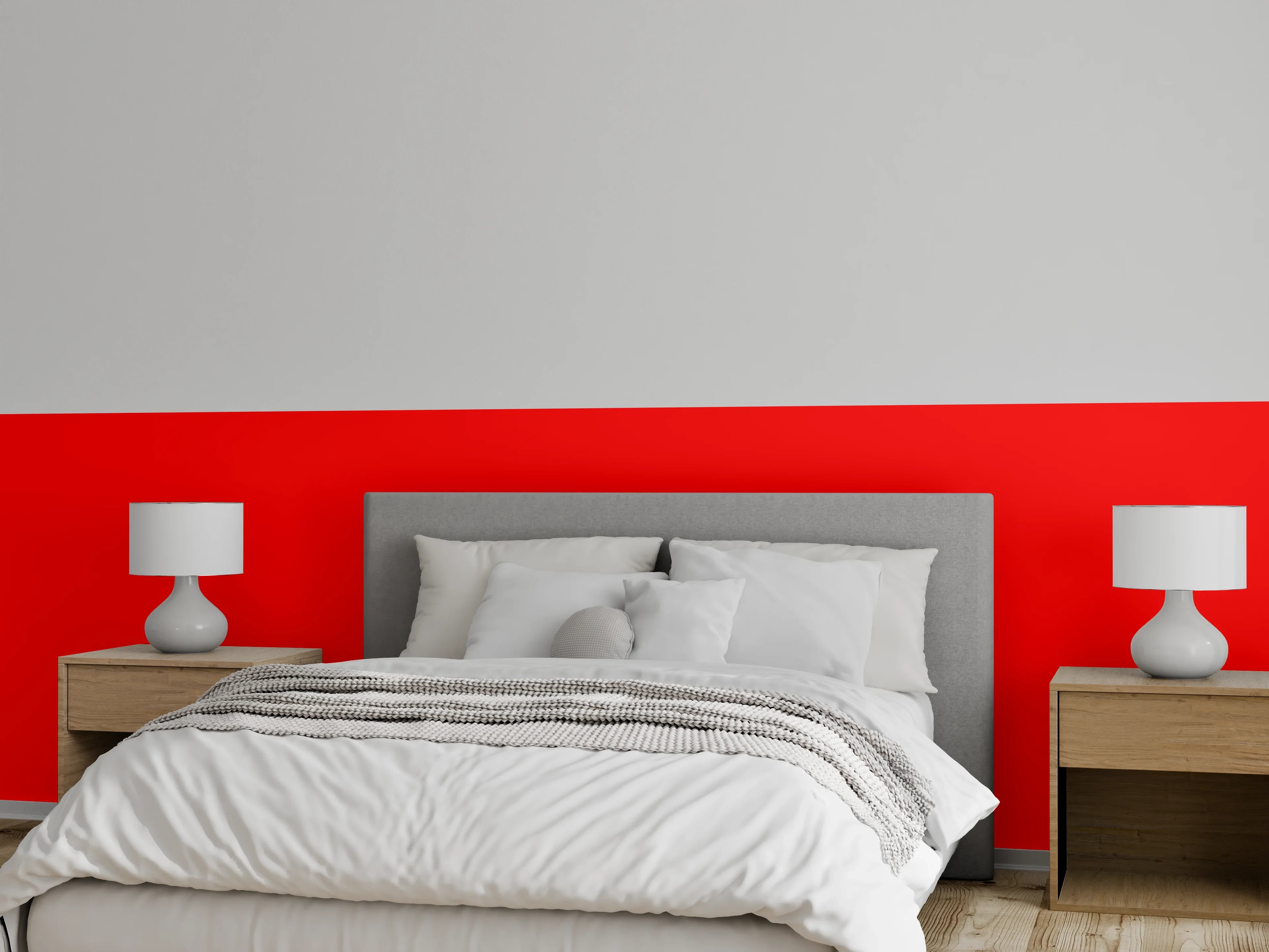 Wandverkleidung Schlafzimmer - RAL 3024 (leuchtendes Rot)