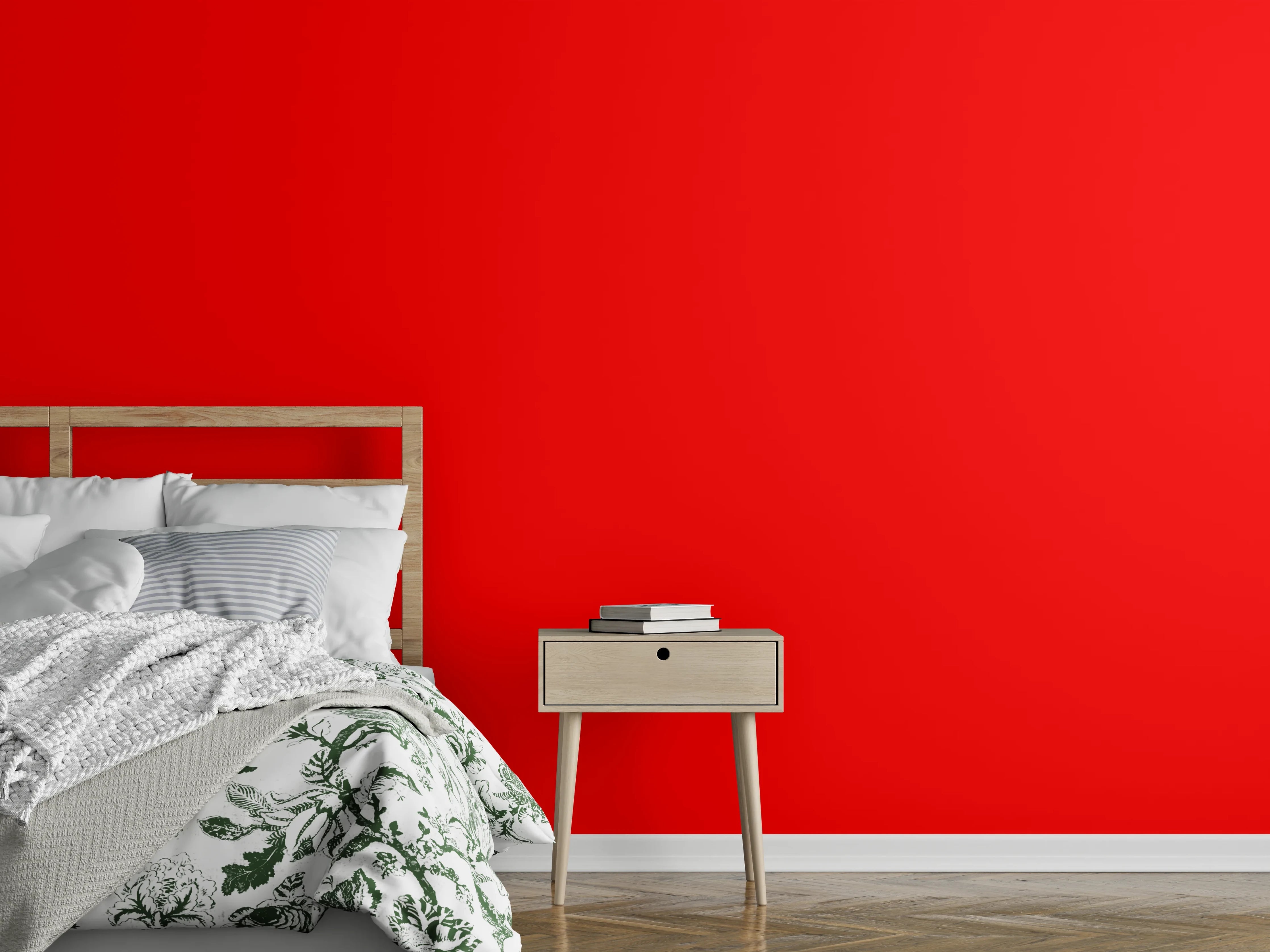 Wandverkleidung Schlafzimmer - RAL 3024 (leuchtendes Rot)