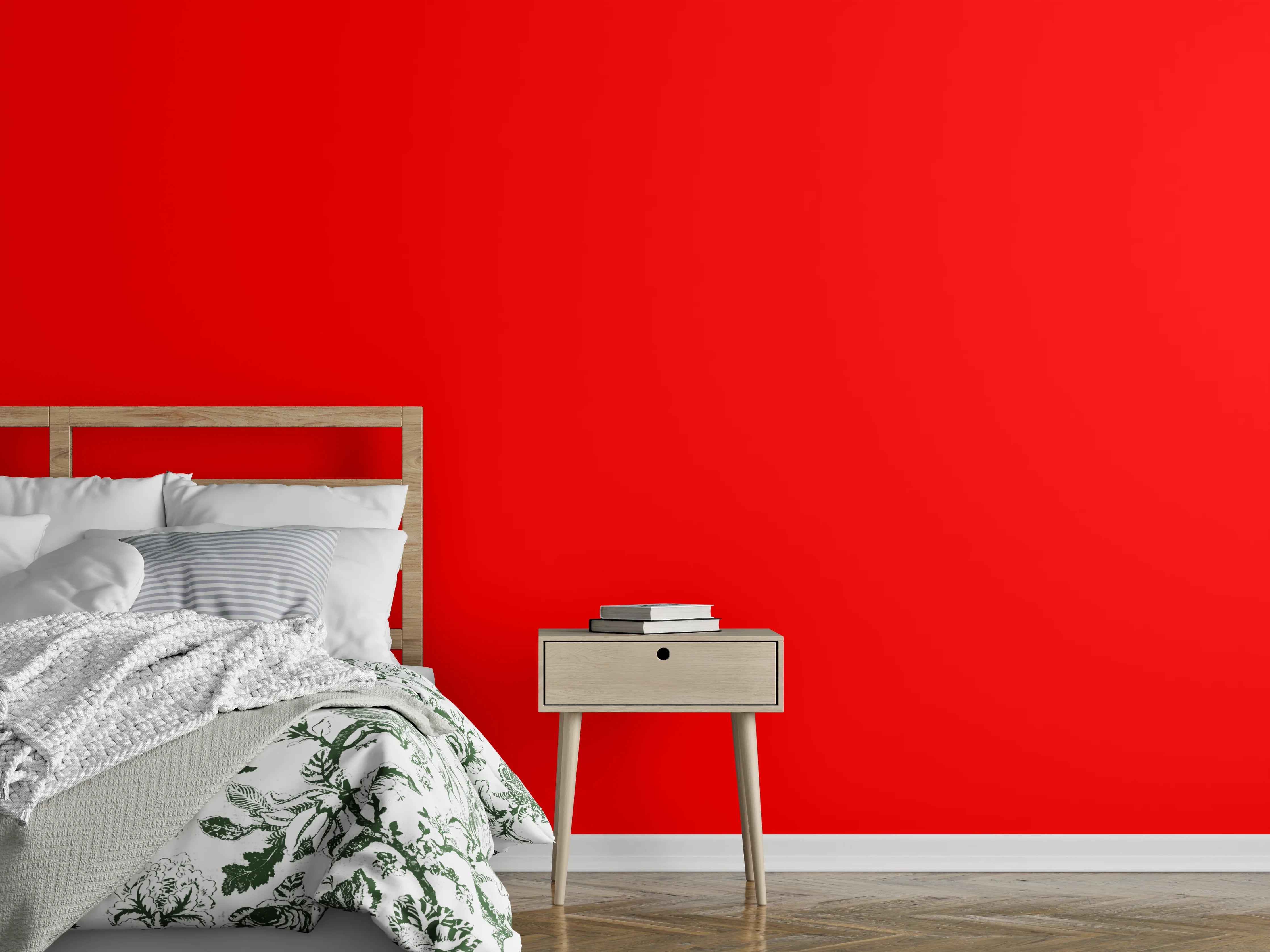 Wandverkleidung Schlafzimmer - RAL 3026 (leuchtendes Hellrot)