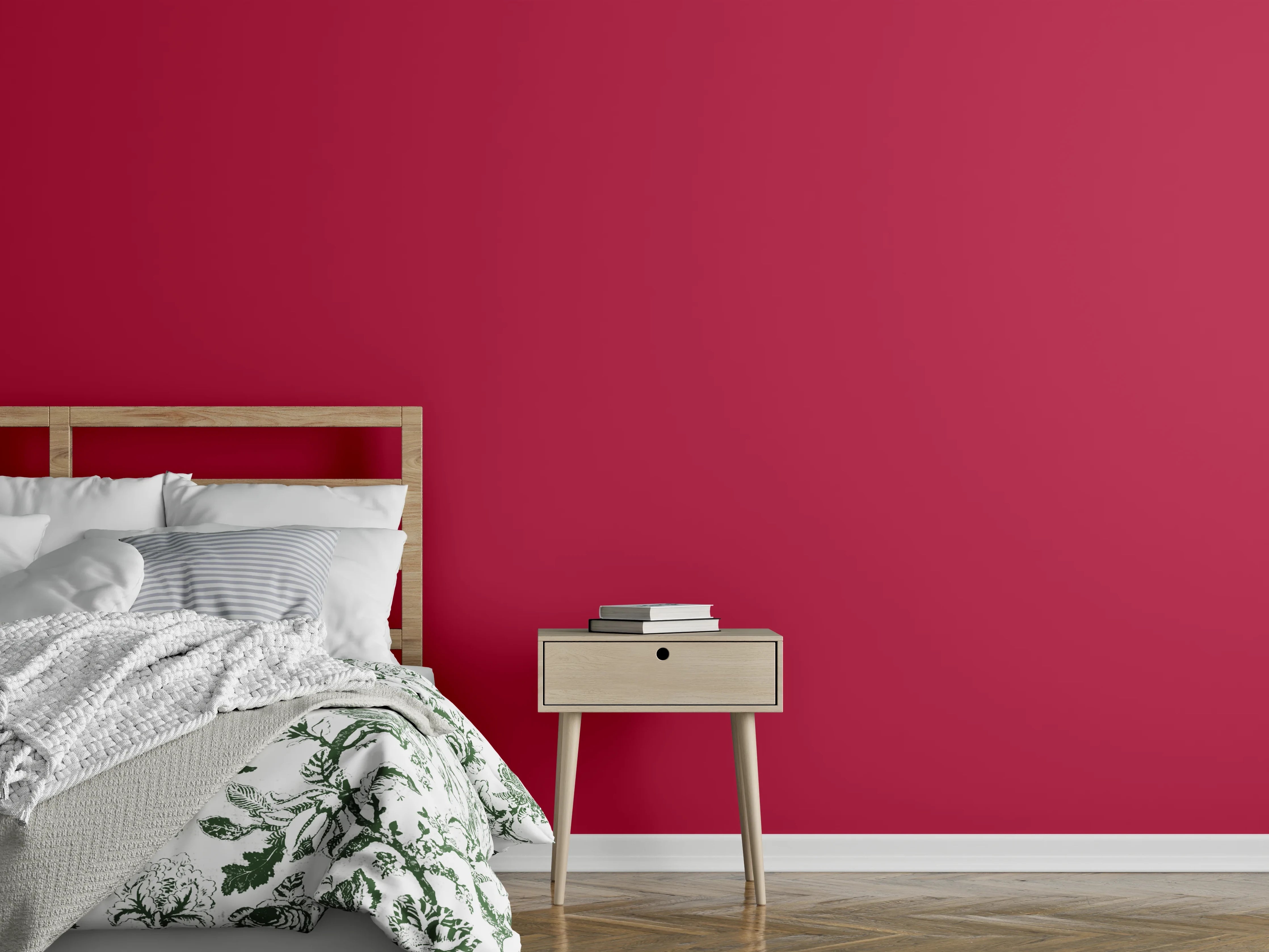 Wandverkleidung Schlafzimmer - RAL 3027 (Himbeerrot)