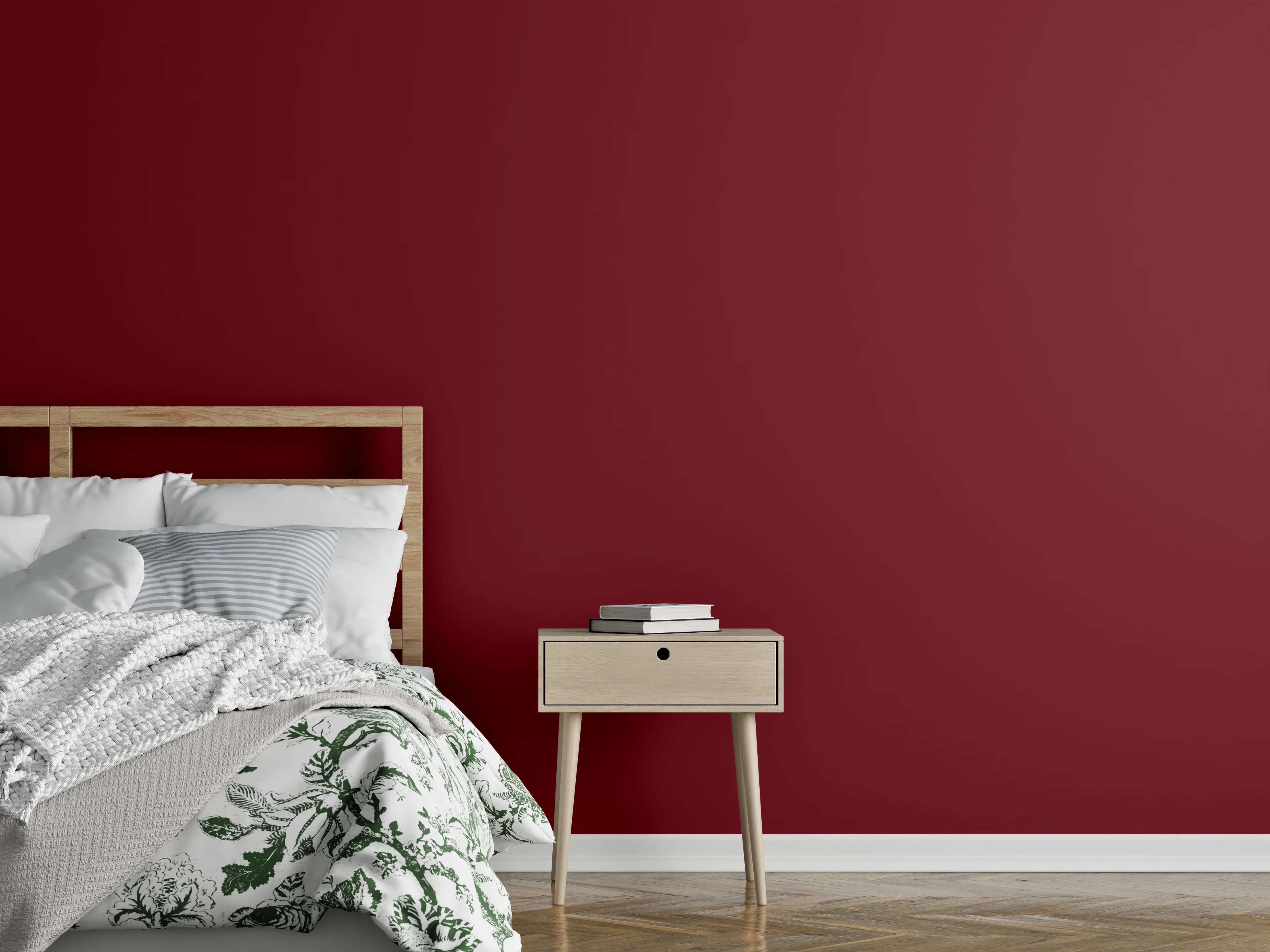 Wandverkleidung Schlafzimmer - RAL 3032 (Perlrubinrot)
