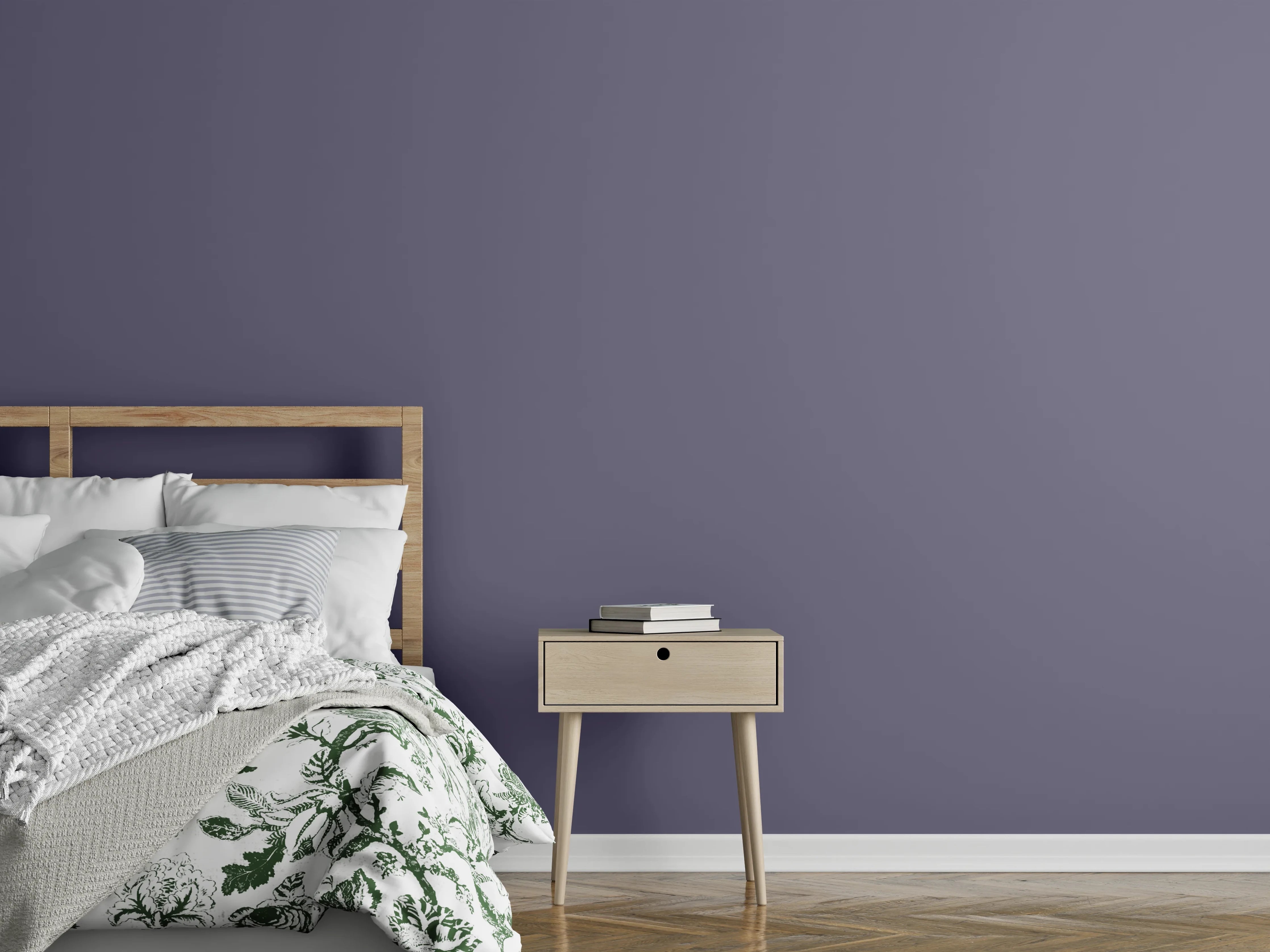 Wandverkleidung Schlafzimmer - RAL 4012 (Perlbrombeere)