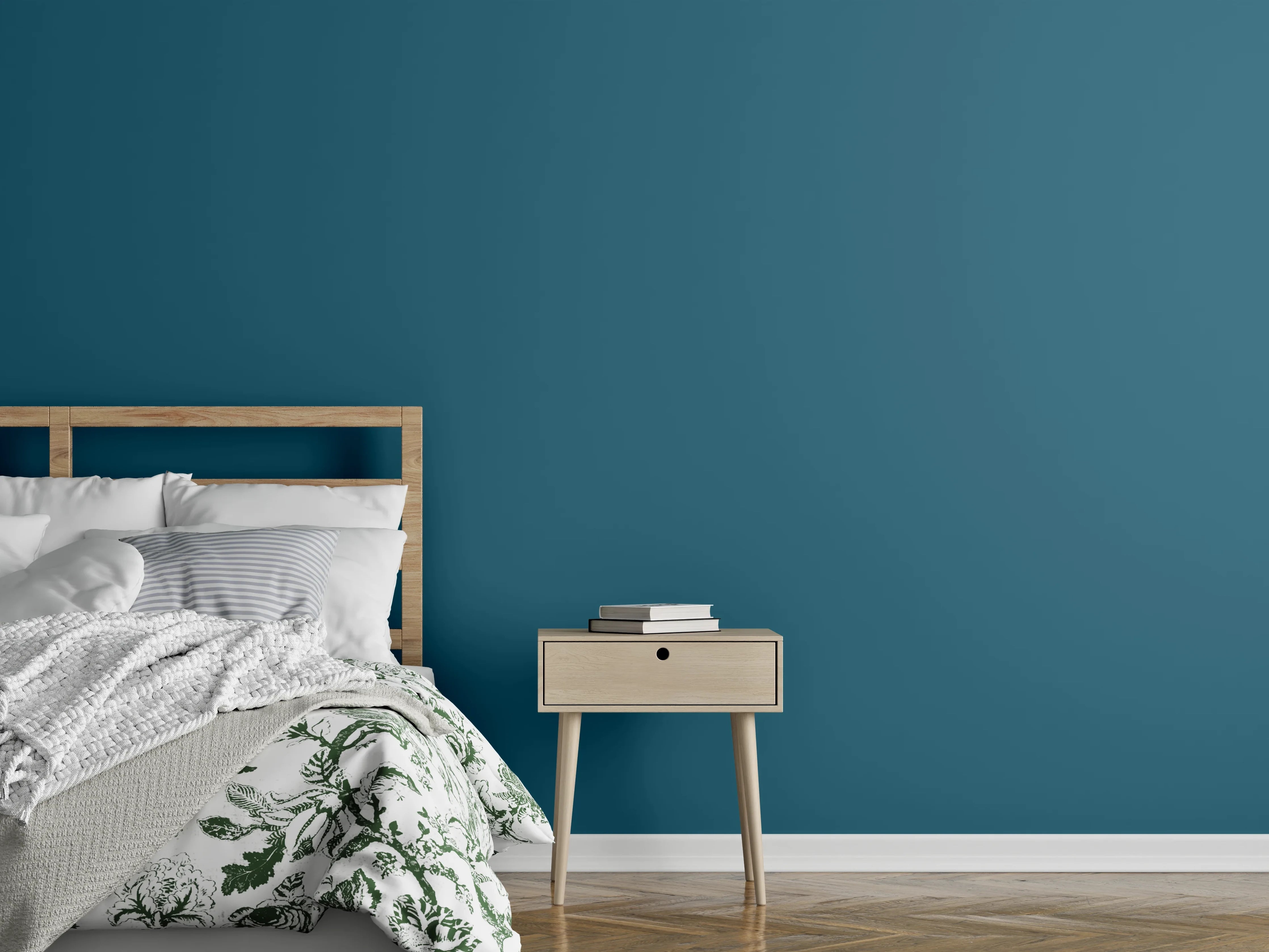Wandverkleidung Schlafzimmer - RAL 5025 (Perlenzenzianblau)