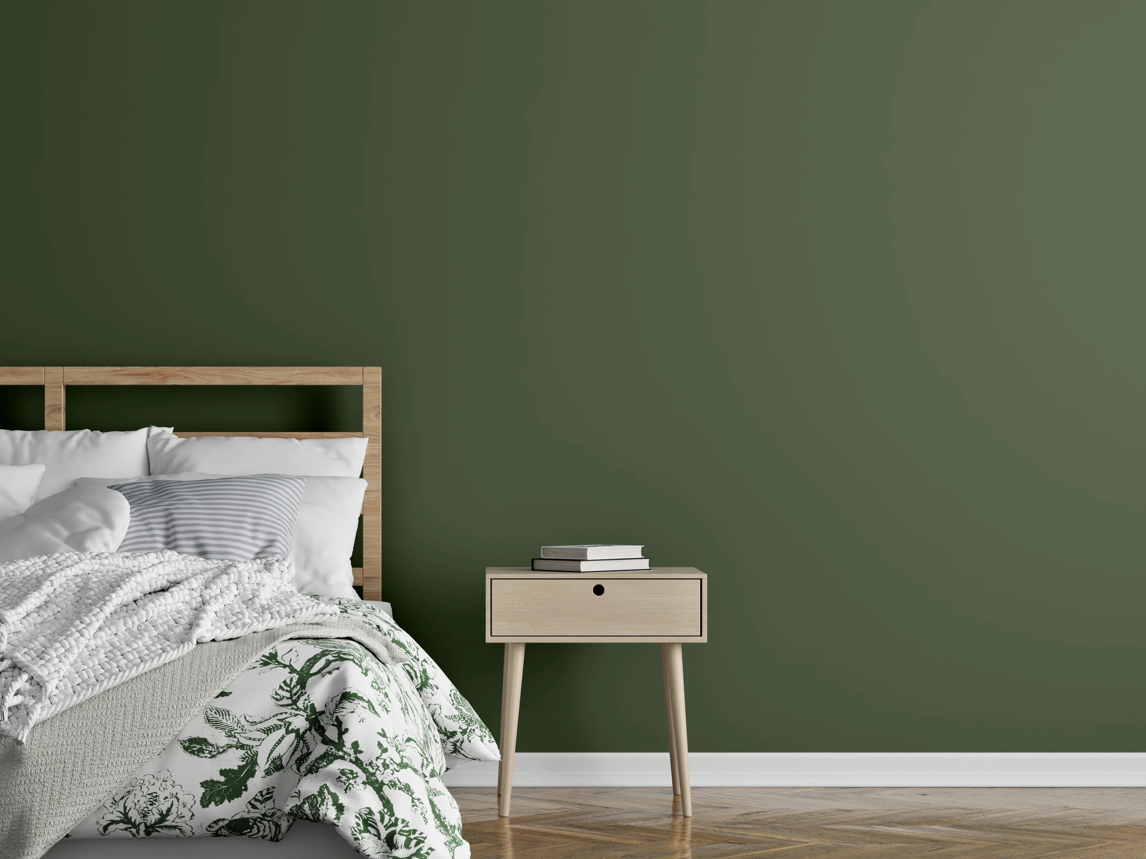 Wandverkleidung Schlafzimmer - RAL 6003 (olivgrün)