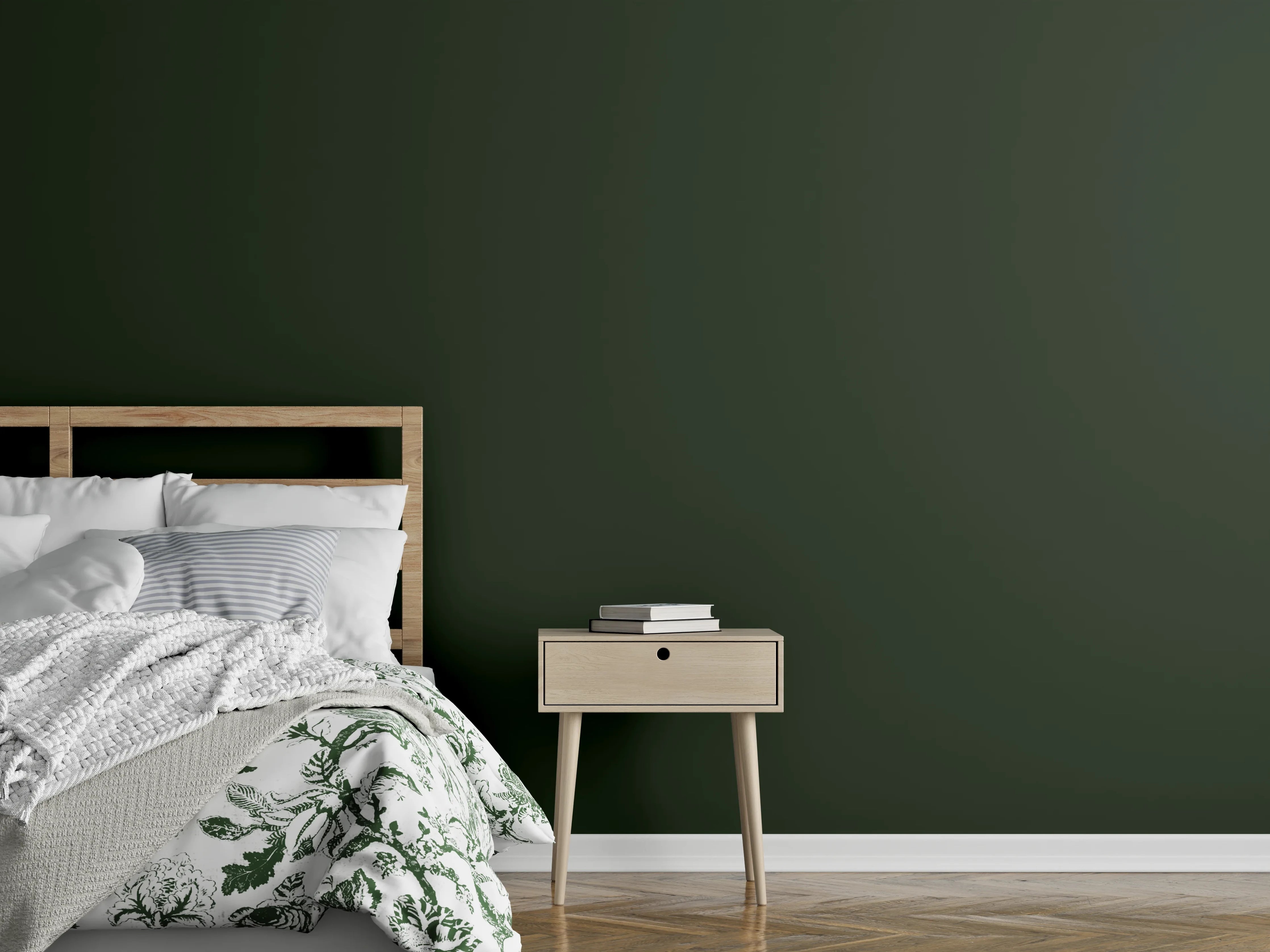 Wandverkleidung Schlafzimmer - RAL 6007 (Flaschengrün)