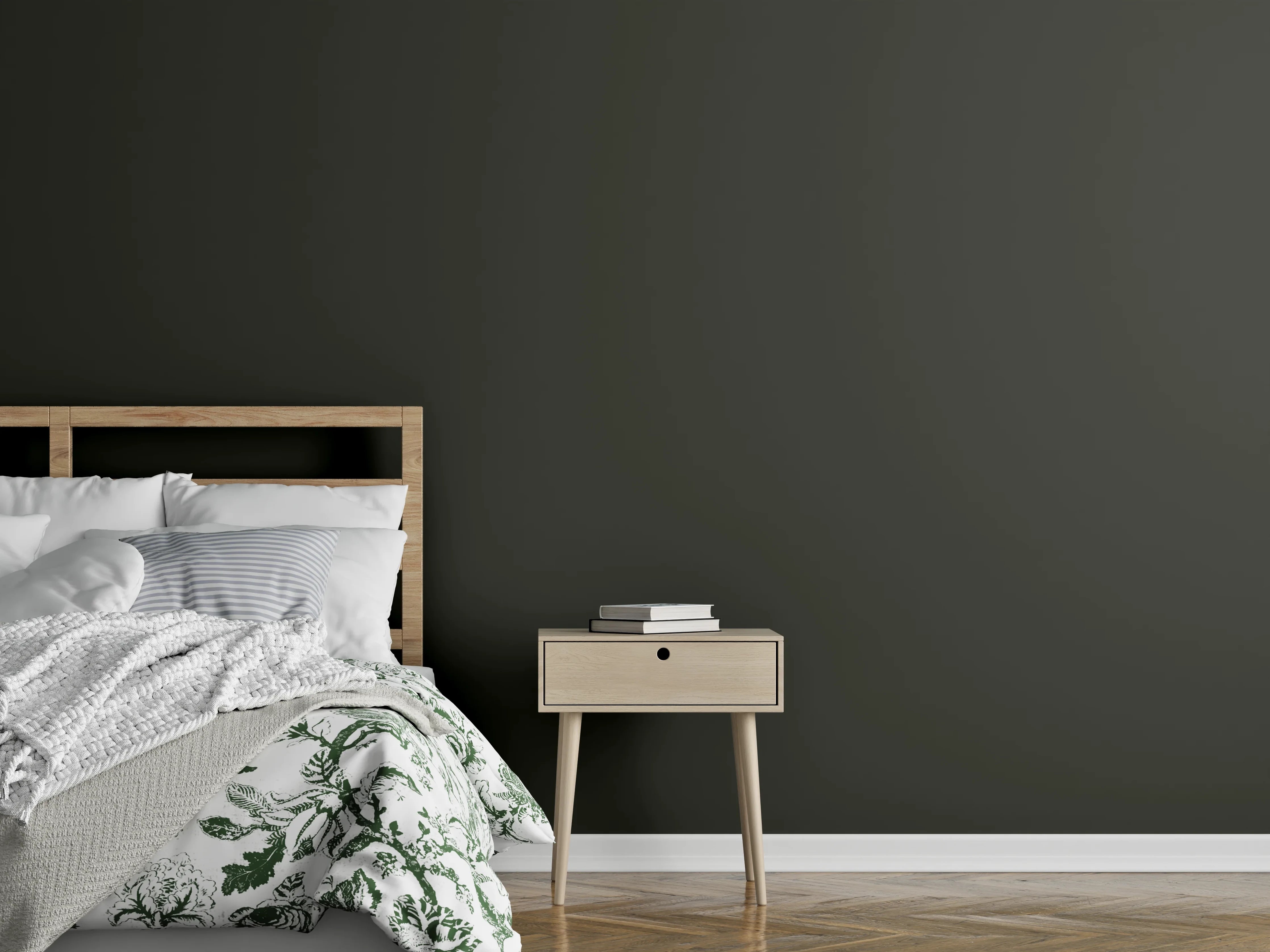 Wandverkleidung Schlafzimmer - RAL 6008 (Braungrün)