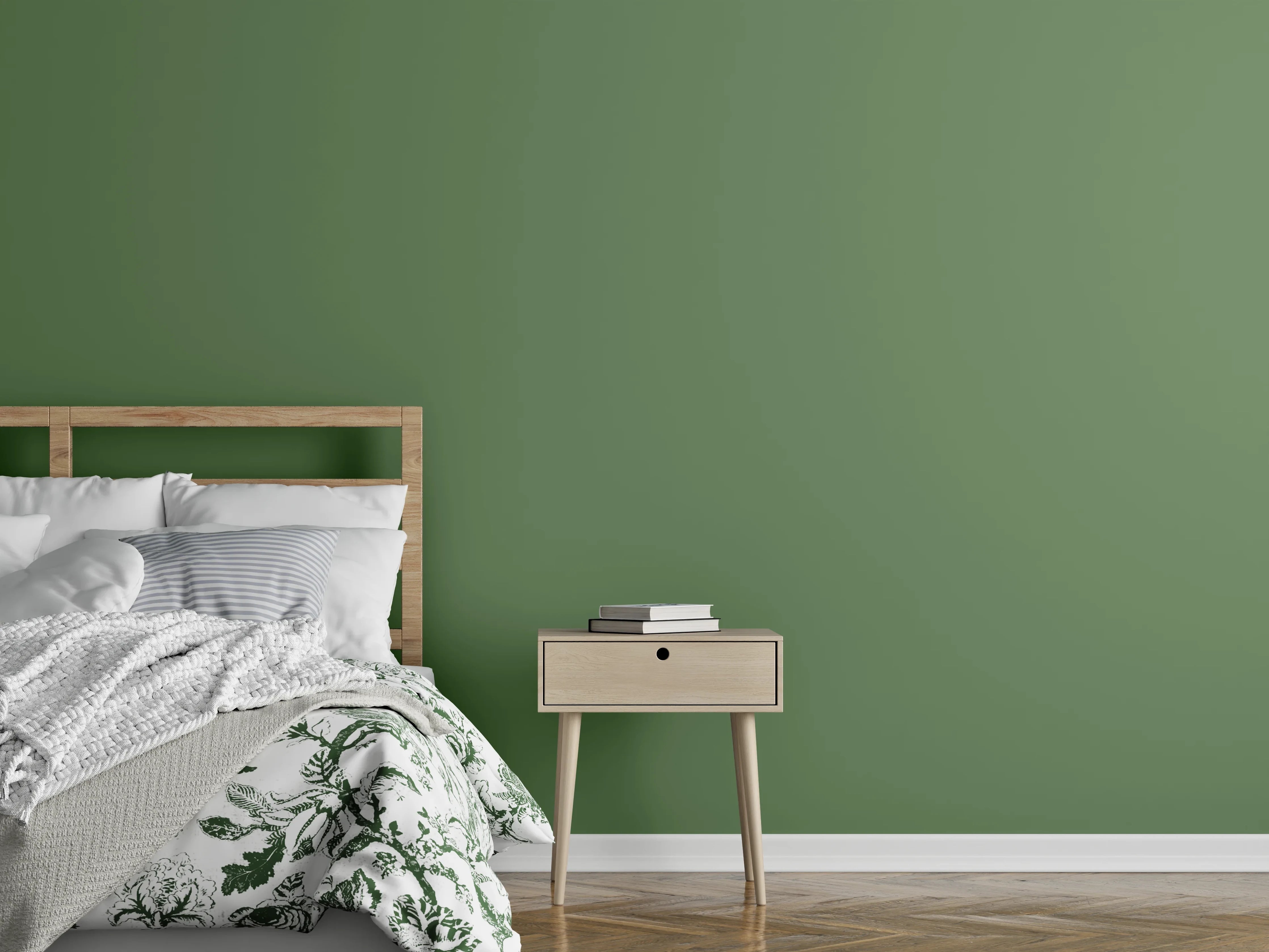 Wandverkleidung Schlafzimmer - RAL 6011 (Reseda grün)