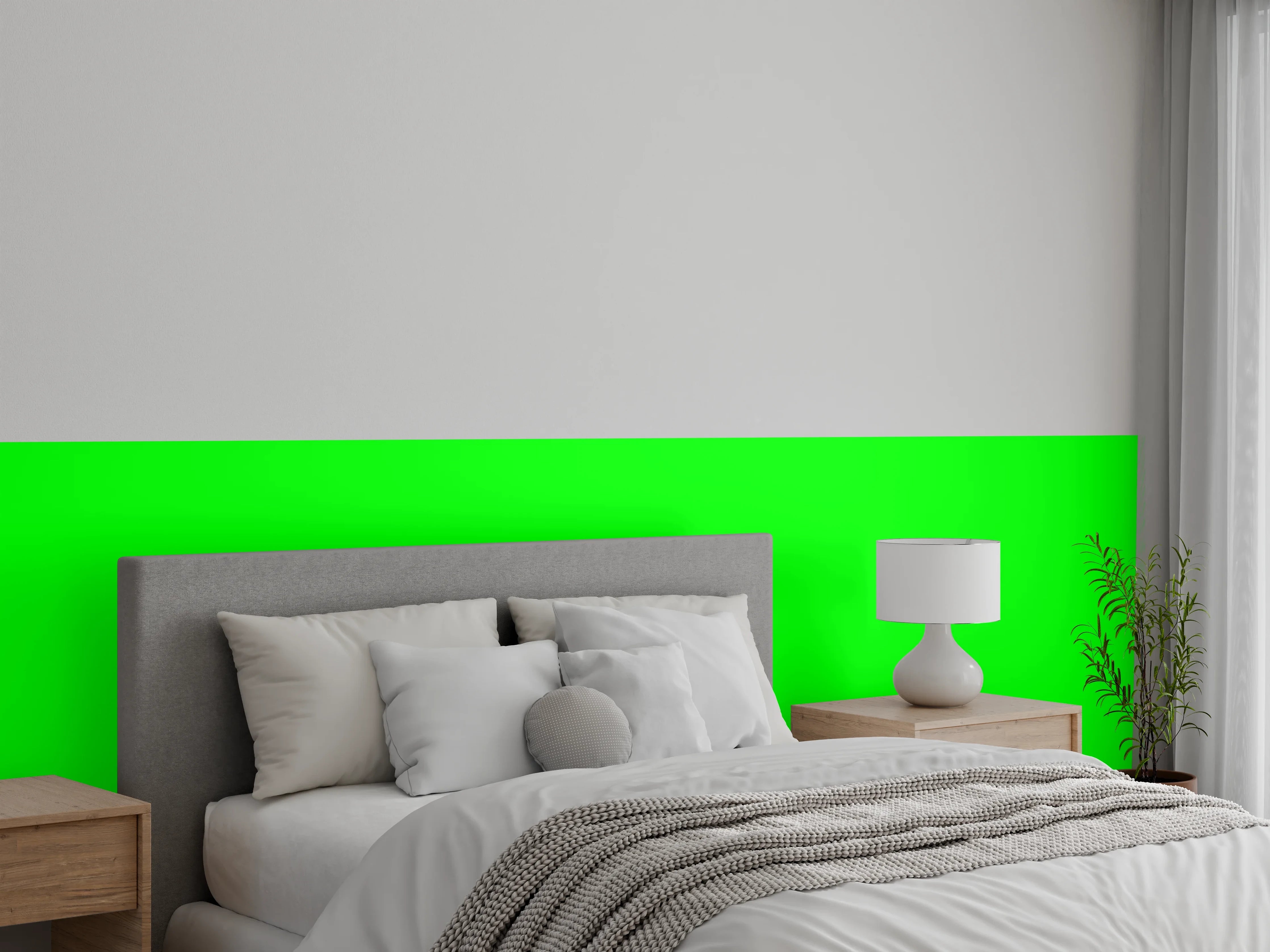 Wandverkleidung Schlafzimmer - RAL 6038 (leuchtendes Grün)
