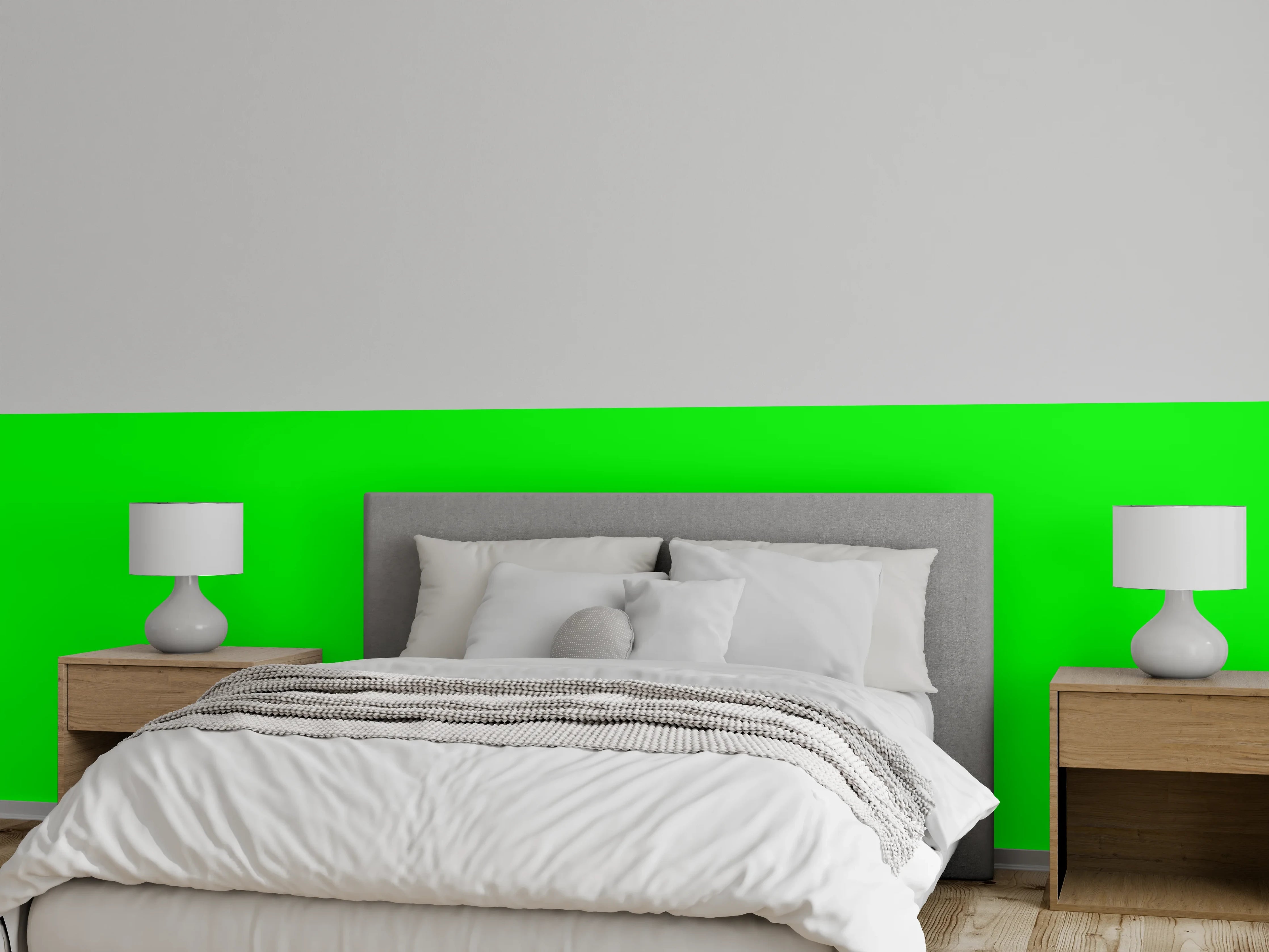 Wandverkleidung Schlafzimmer - RAL 6038 (leuchtendes Grün)