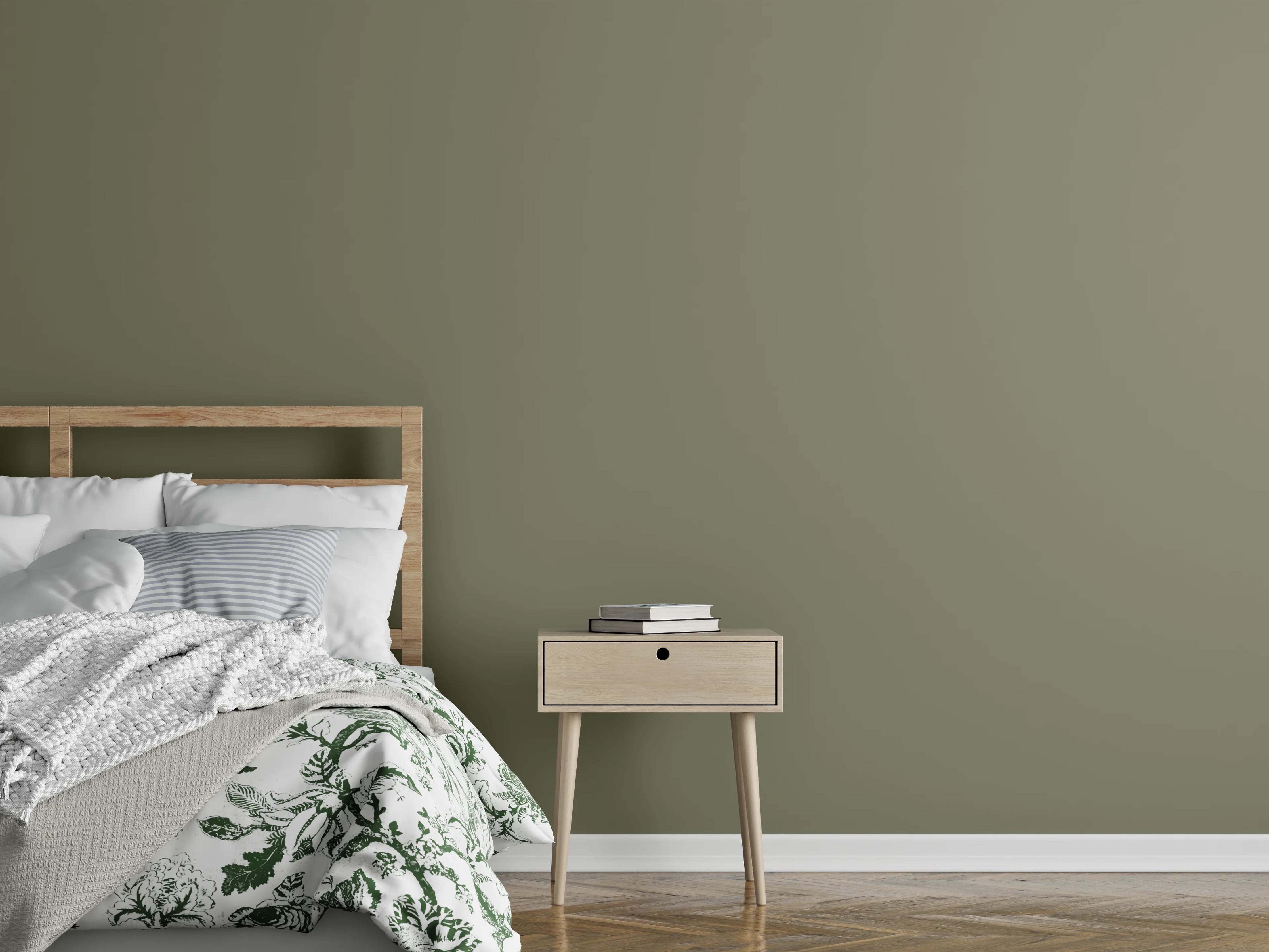 Wandverkleidung Schlafzimmer - RAL 7002 (Olivgrau)