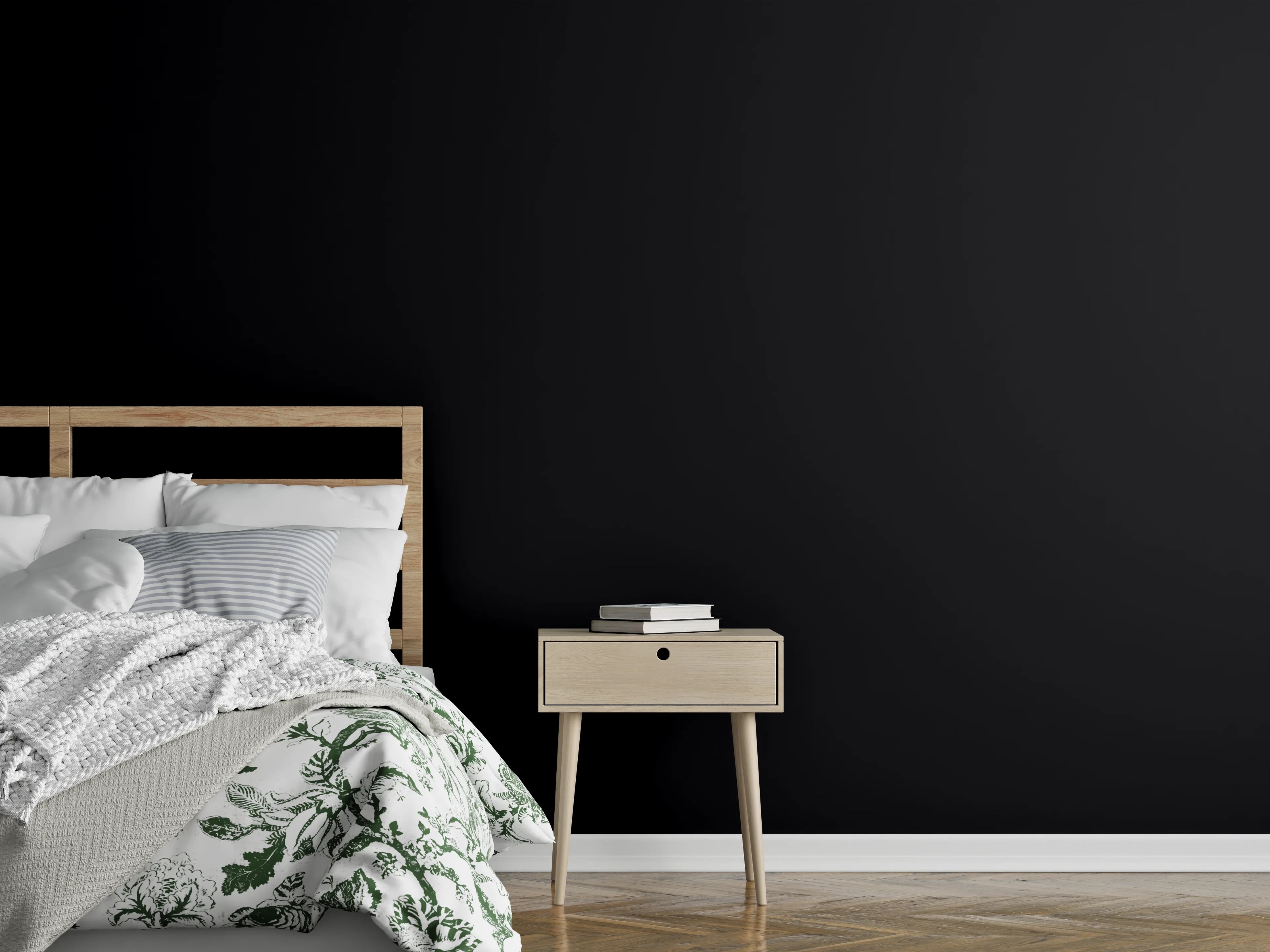 Wandverkleidung Schlafzimmer - RAL 9005 (Tiefschwarz)