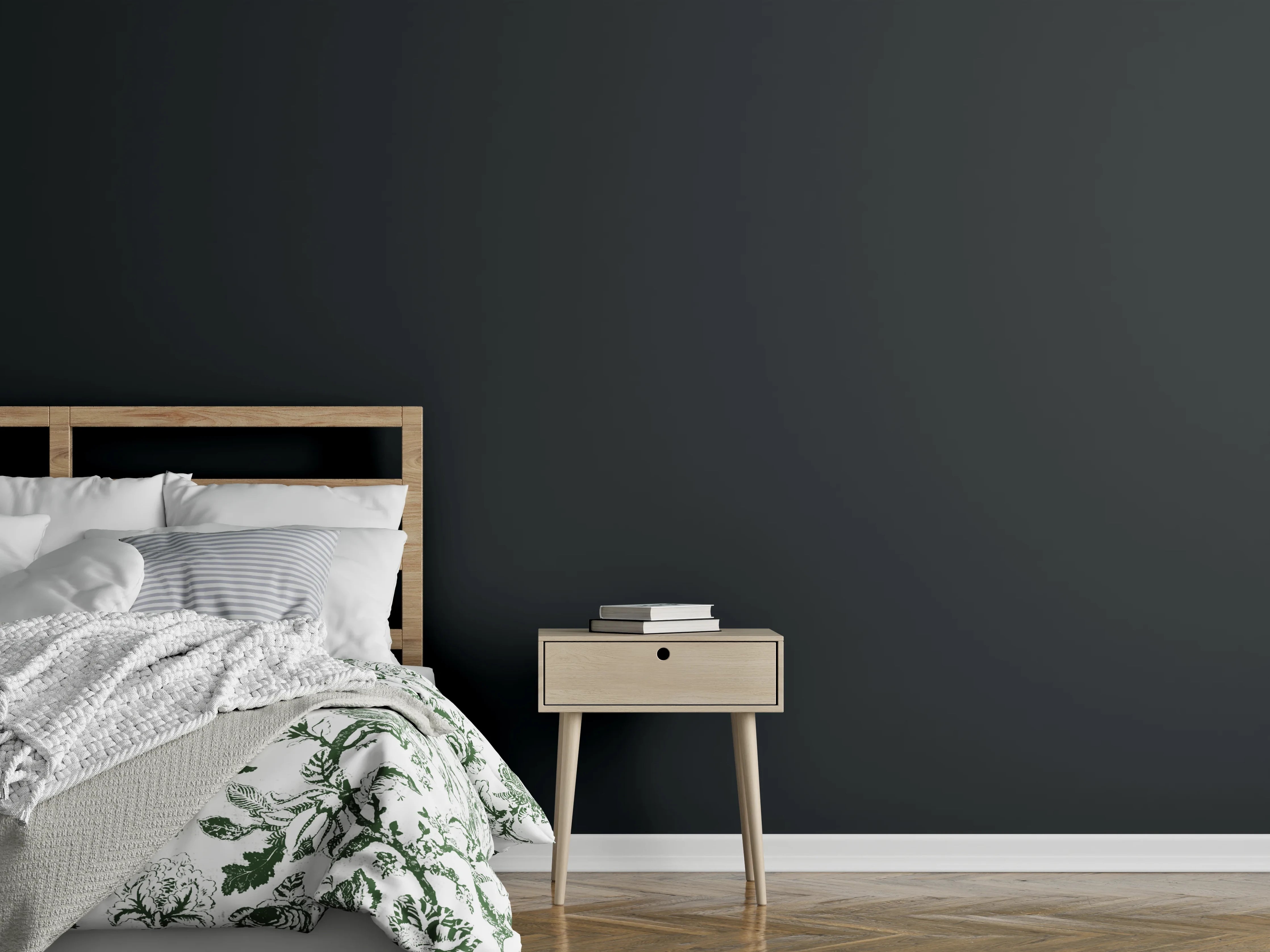 Wandverkleidung Schlafzimmer - RAL 9017 (Verkehrsschwarz)