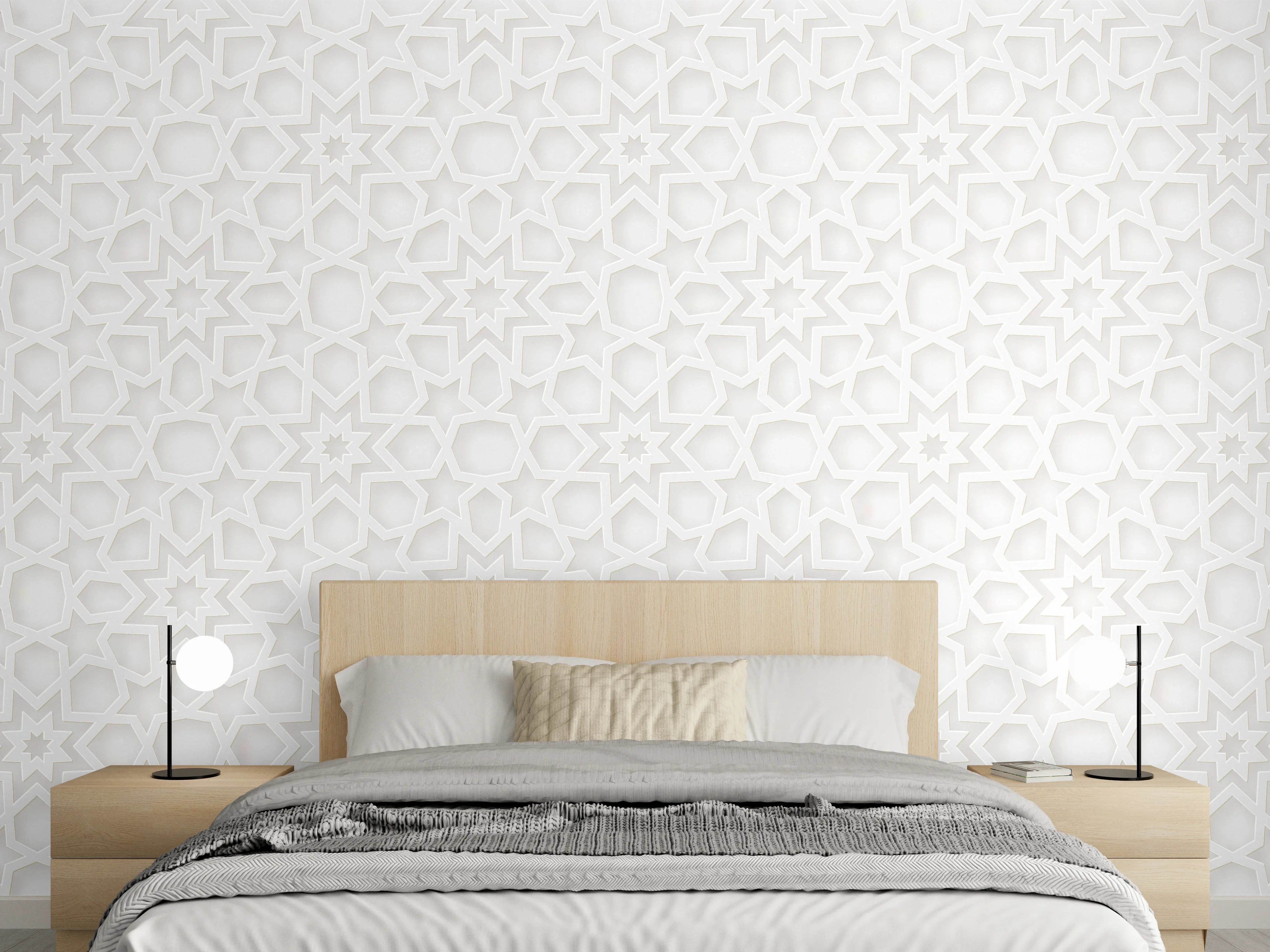 Wandverkleidung Schlafzimmer - Ramadan Weißes Geometrisches Muster