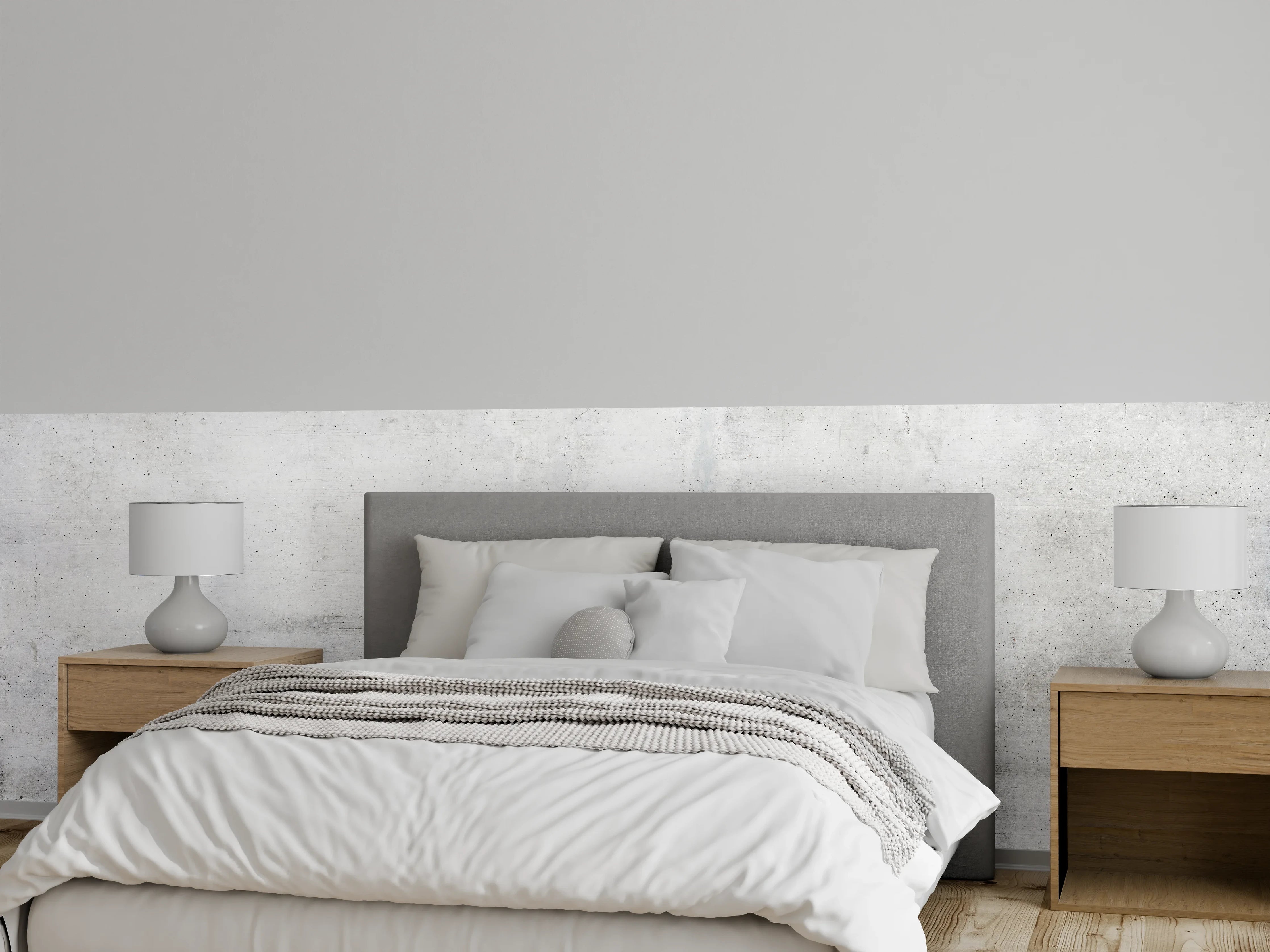 Wandverkleidung Schlafzimmer - Rauer weißer Beton