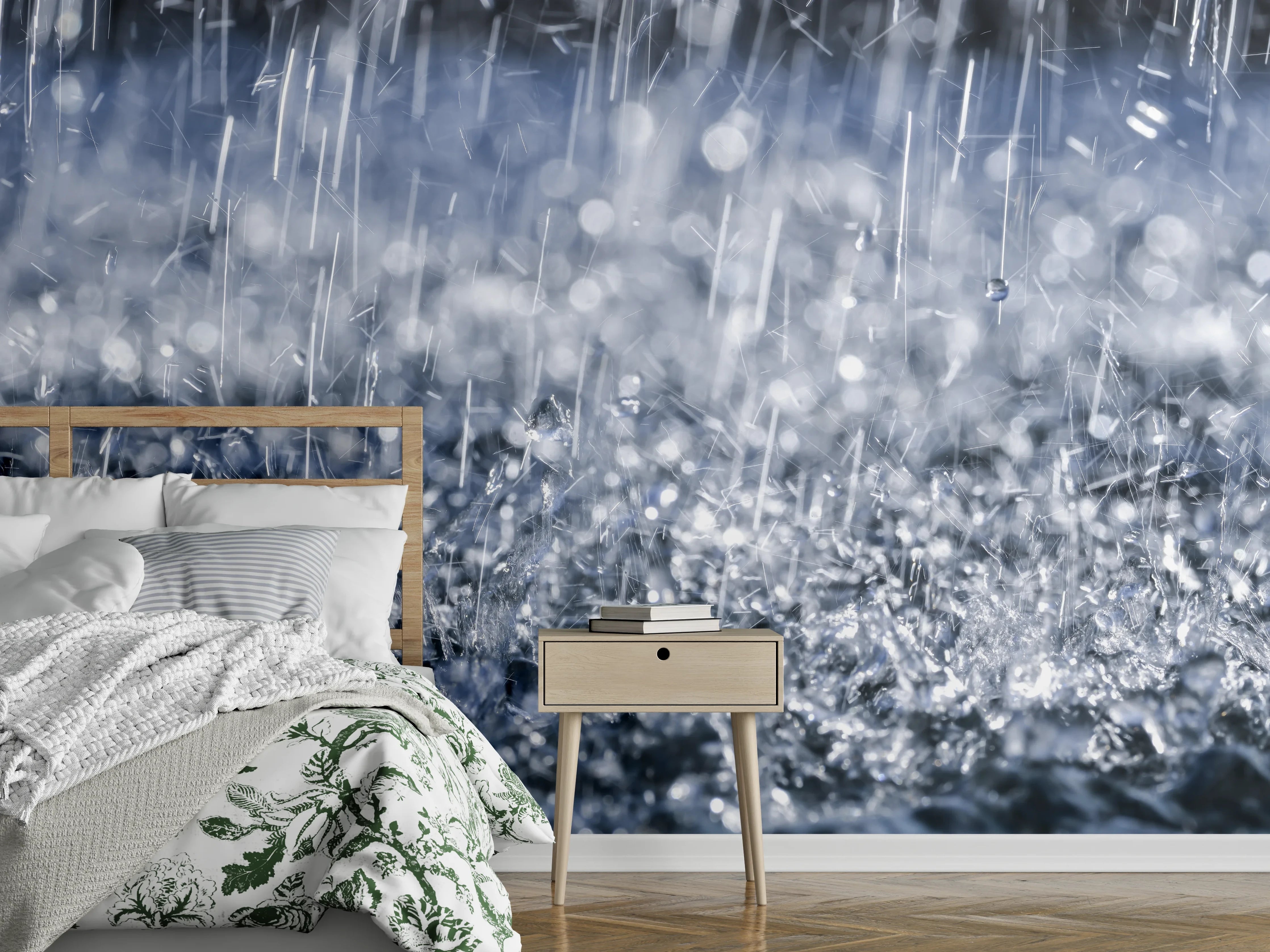 Wandverkleidung Schlafzimmer - Regentropfen im Detail