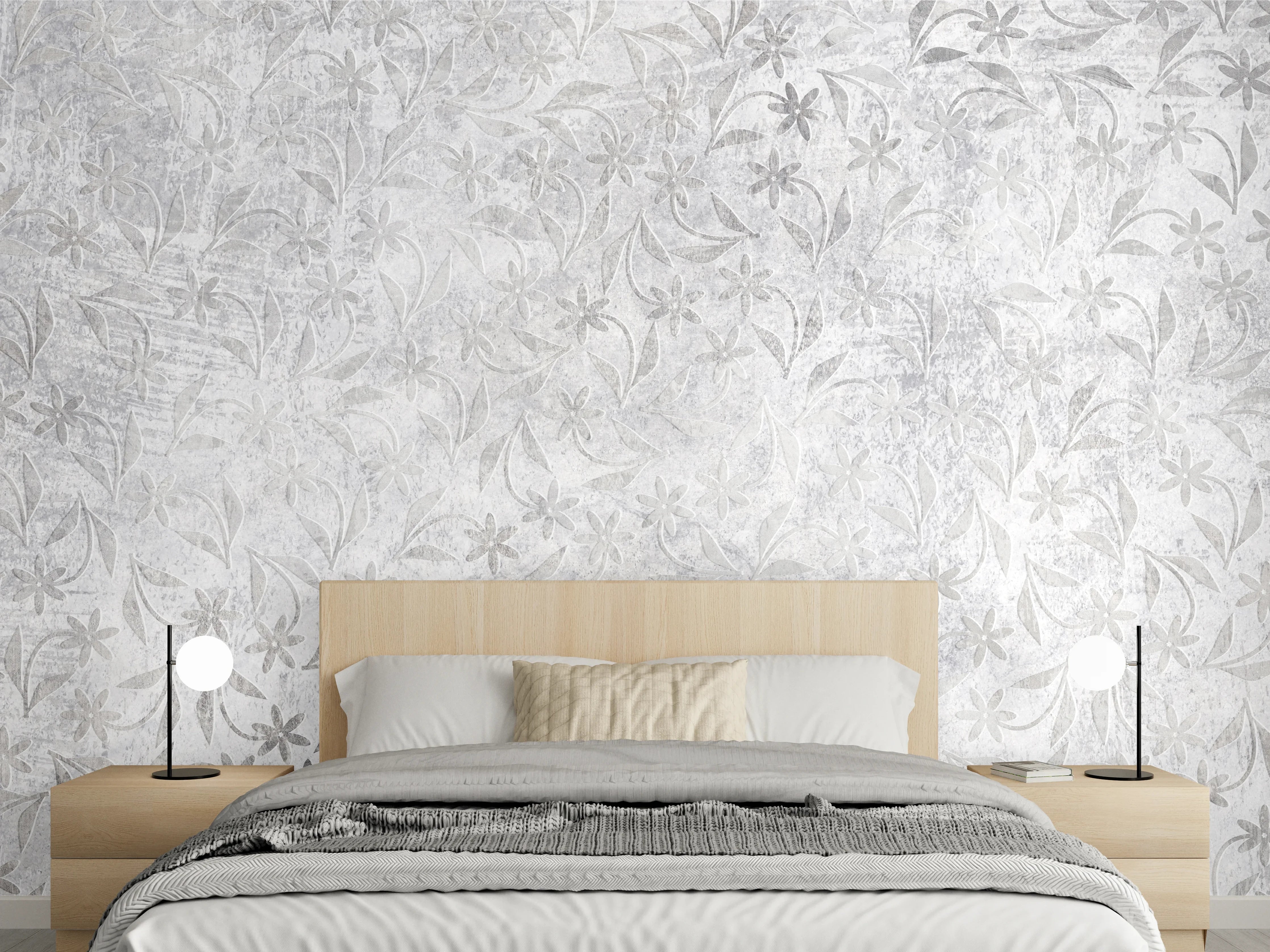 Wandverkleidung Schlafzimmer - Retro Blumen Textur