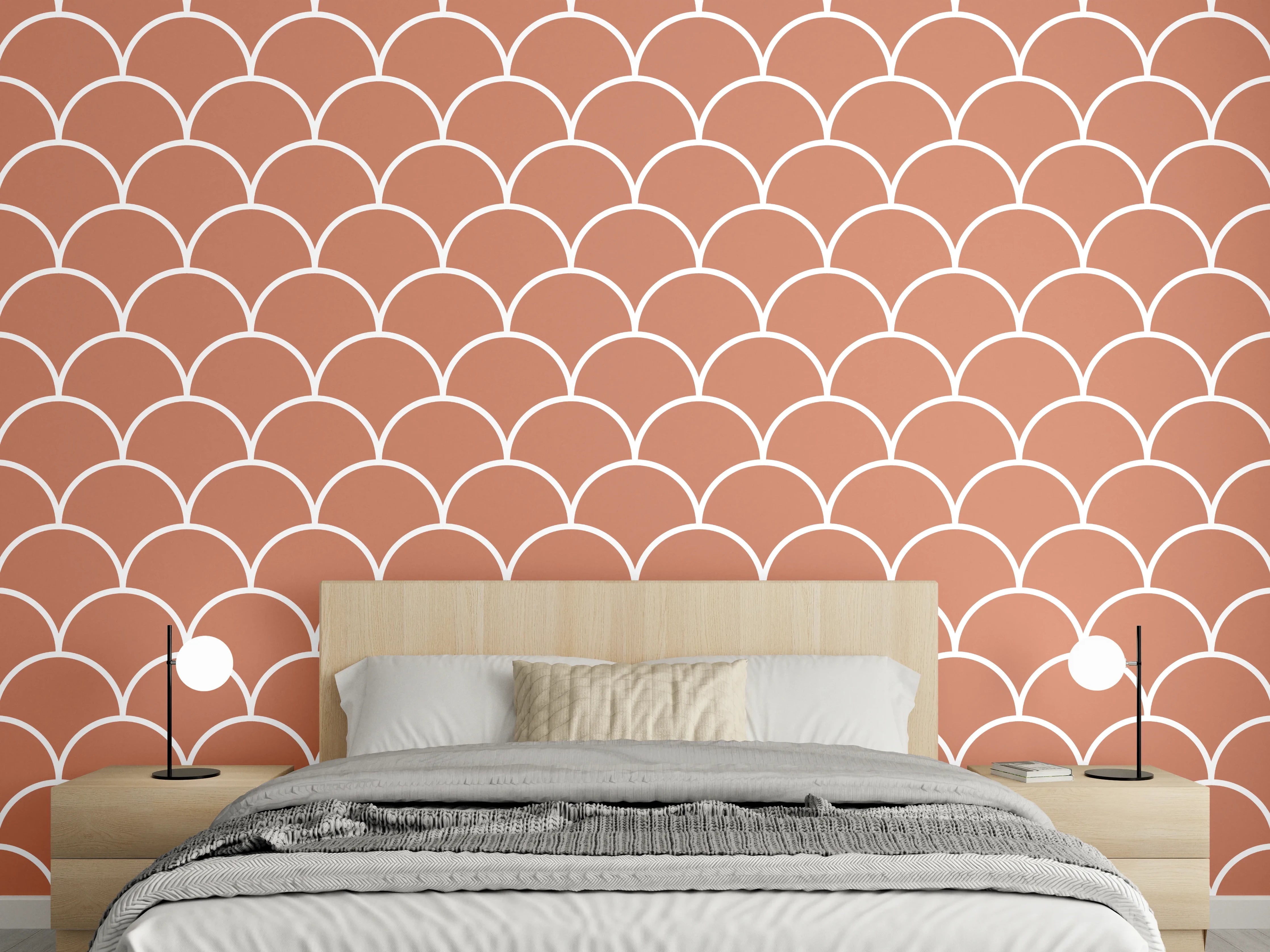 Wandverkleidung Schlafzimmer - Retro Fischschuppen Muster Braun