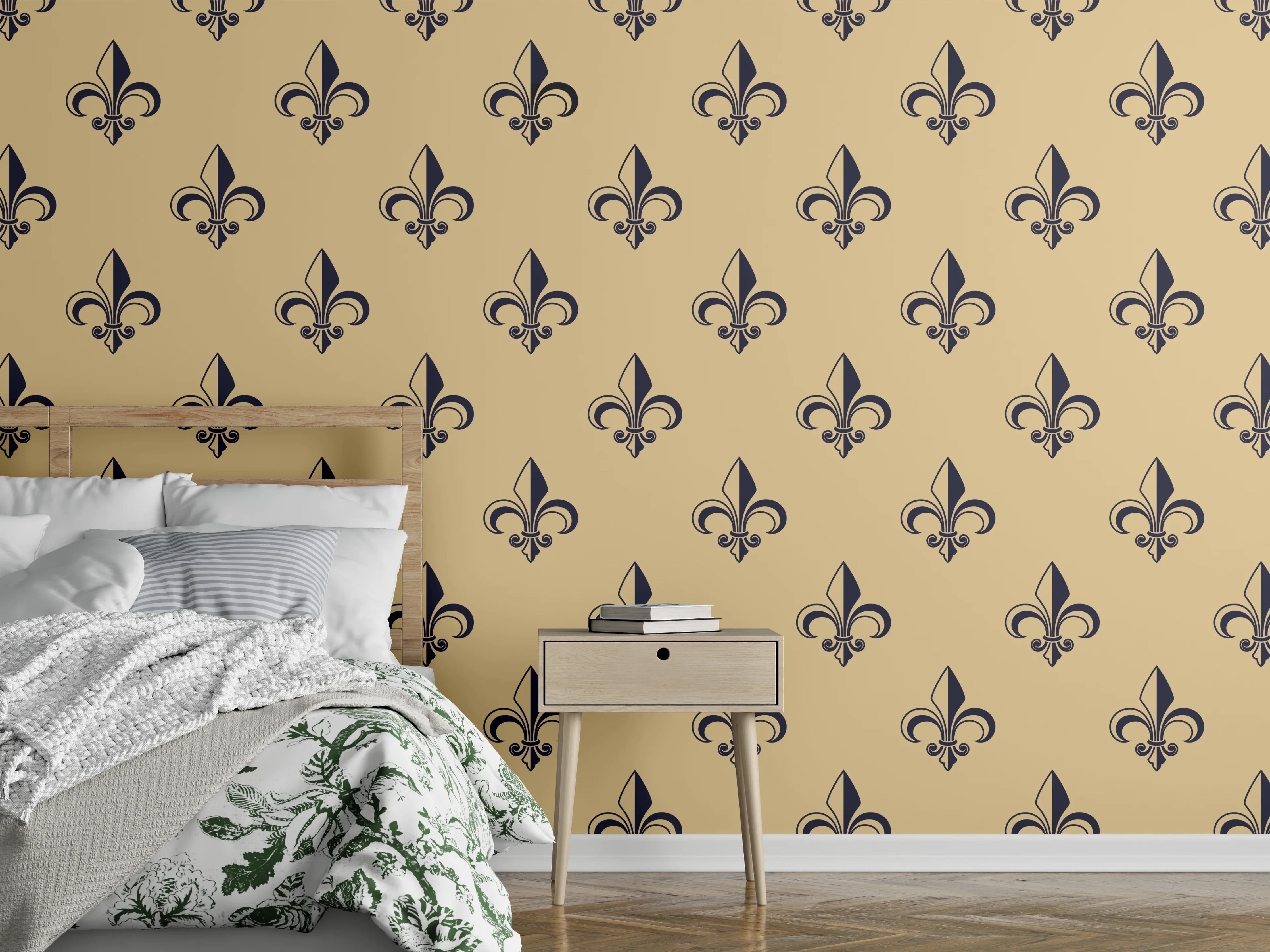 Wandverkleidung Schlafzimmer - Retro-Muster Gold Braun