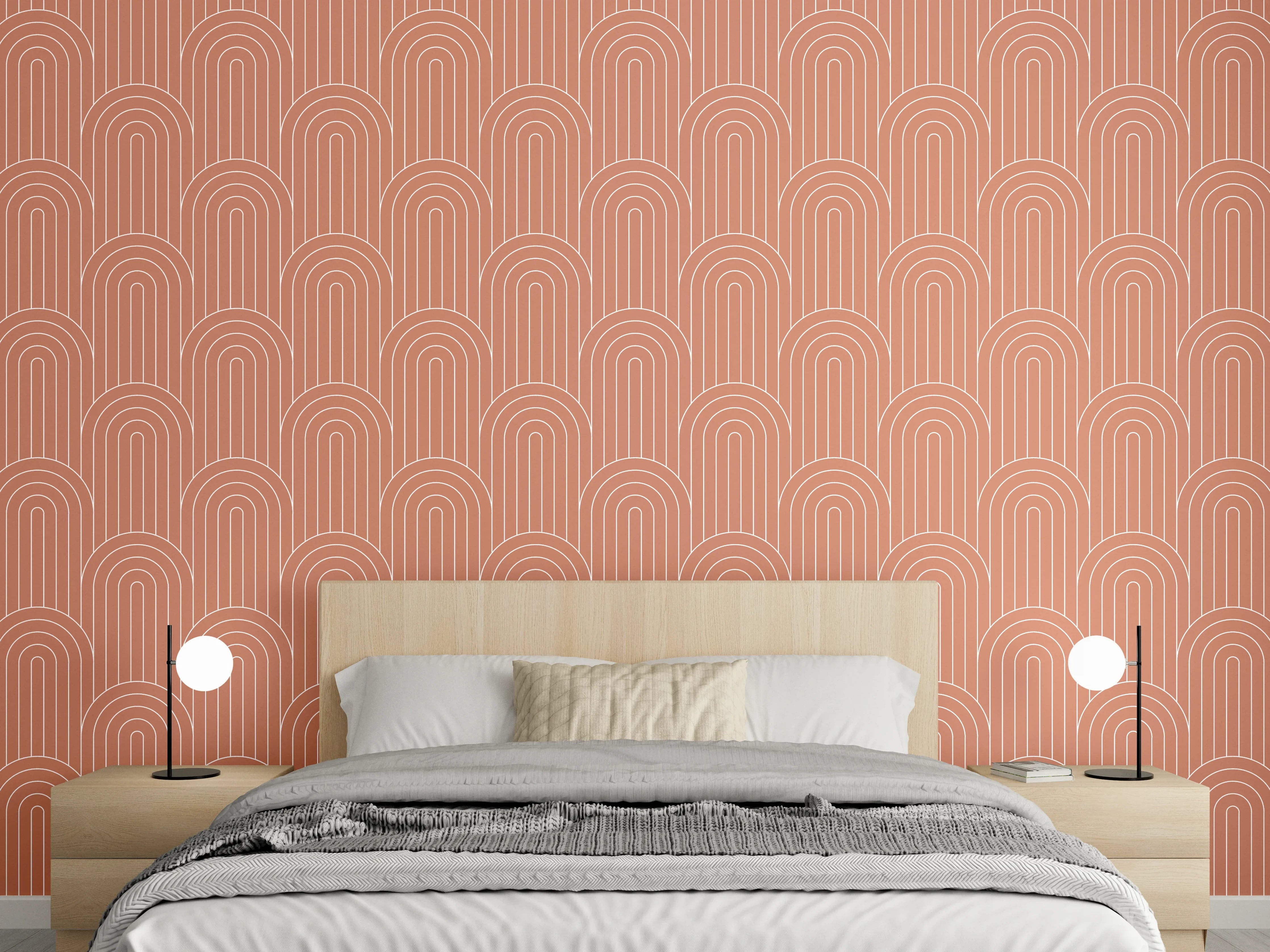 Wandverkleidung Schlafzimmer - Retro Muster in Terrakotta: Modern & Elegant