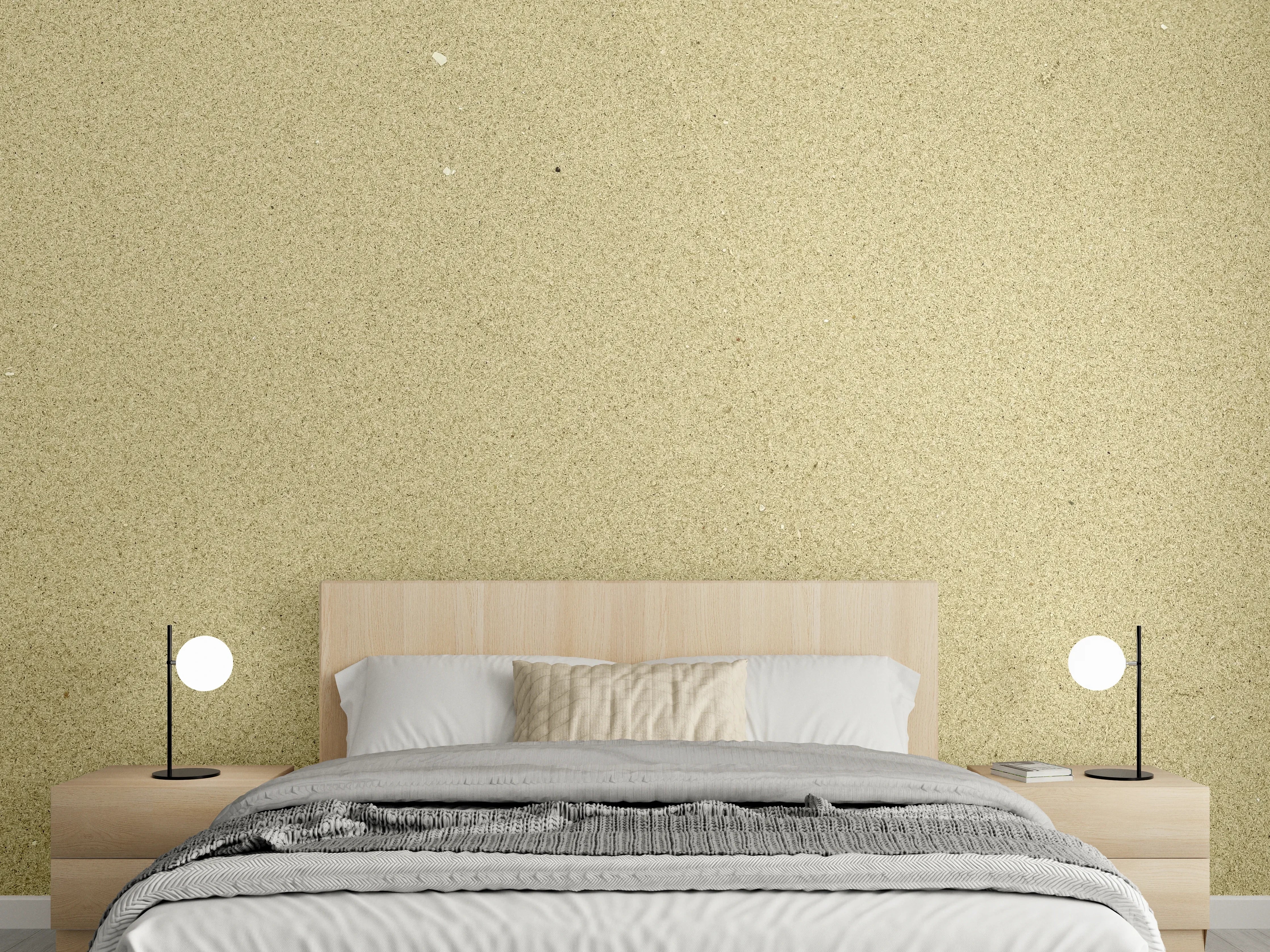 Wandverkleidung Schlafzimmer - Retro Sandbeige Struktur Tapete