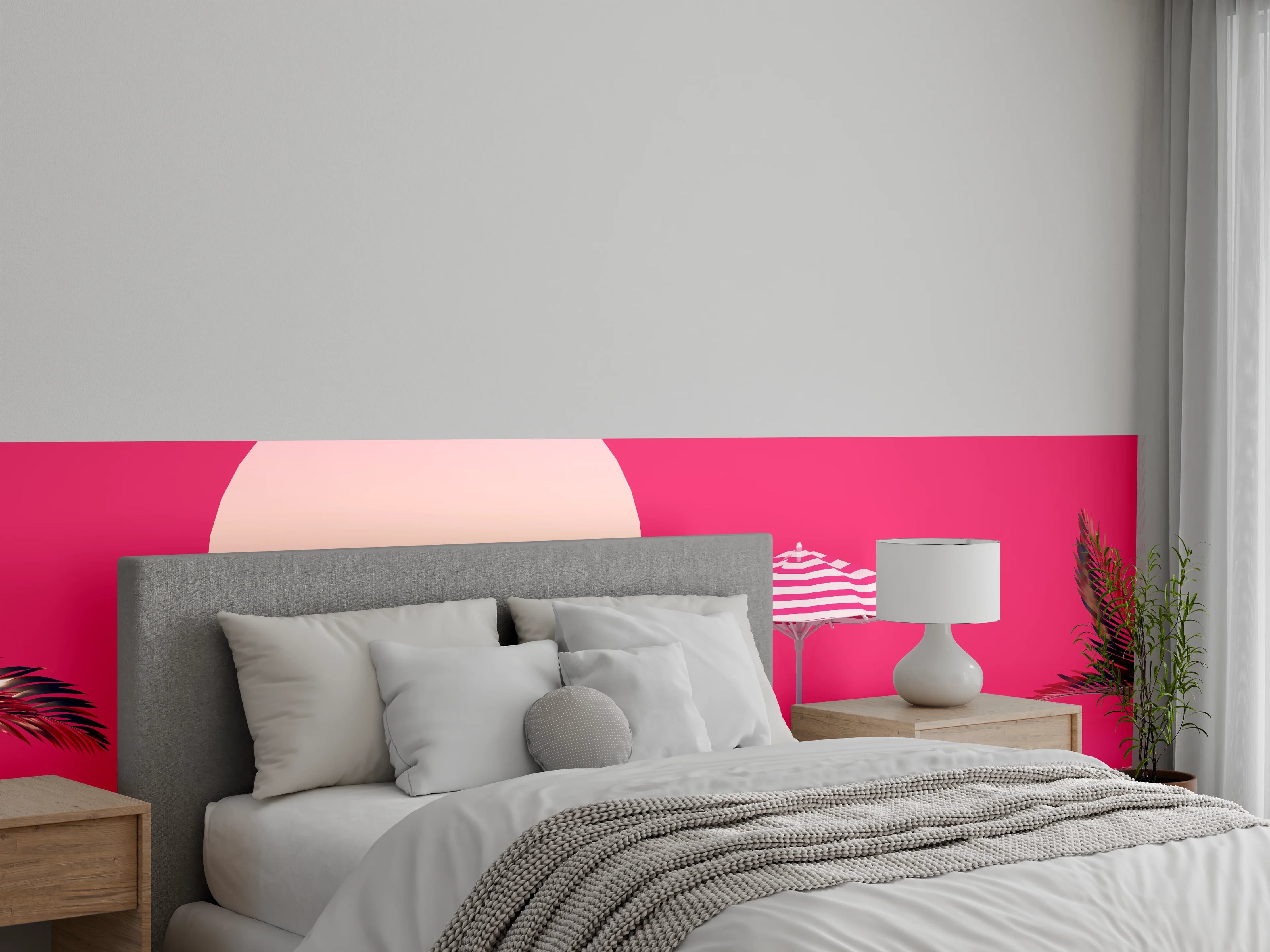 Wandverkleidung Schlafzimmer - Retro Sonnenuntergang Pool Ästhetik