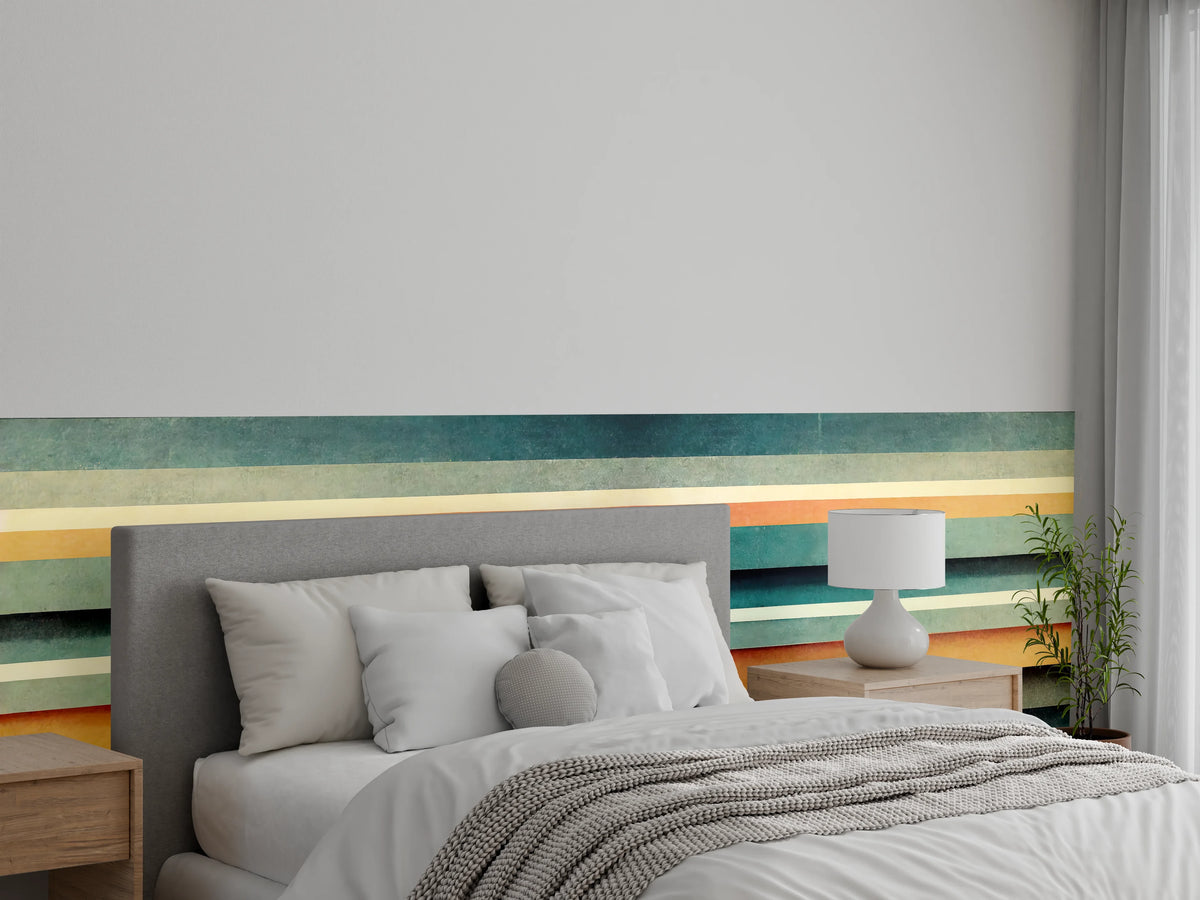 Wandverkleidung Schlafzimmer - Retro Streifenmuster in warmen Tönen
