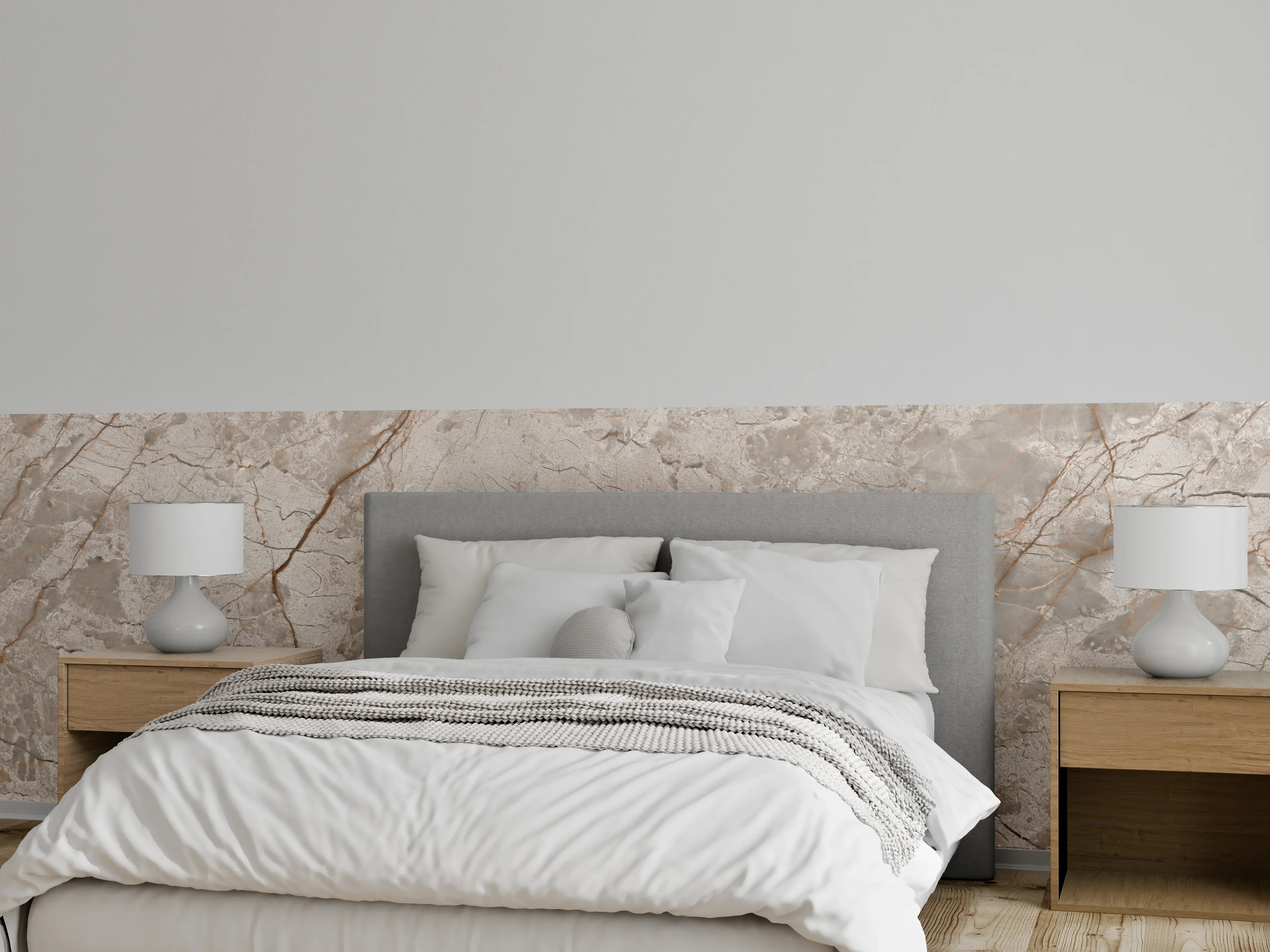 Wandverkleidung Schlafzimmer - Rissiger beiger Marmor