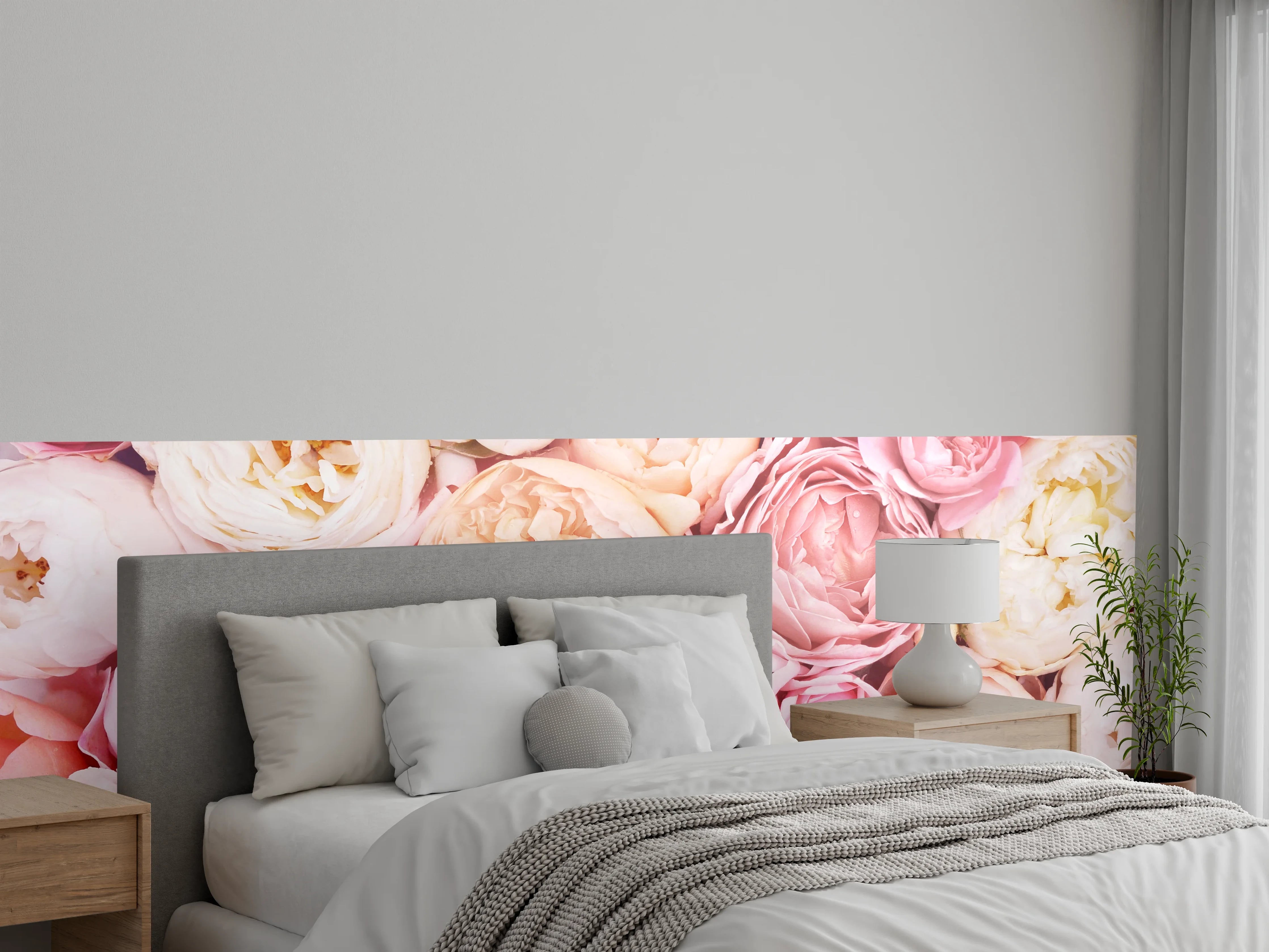 Wandverkleidung Schlafzimmer - Romantische Blütenpracht Rosé Pastell