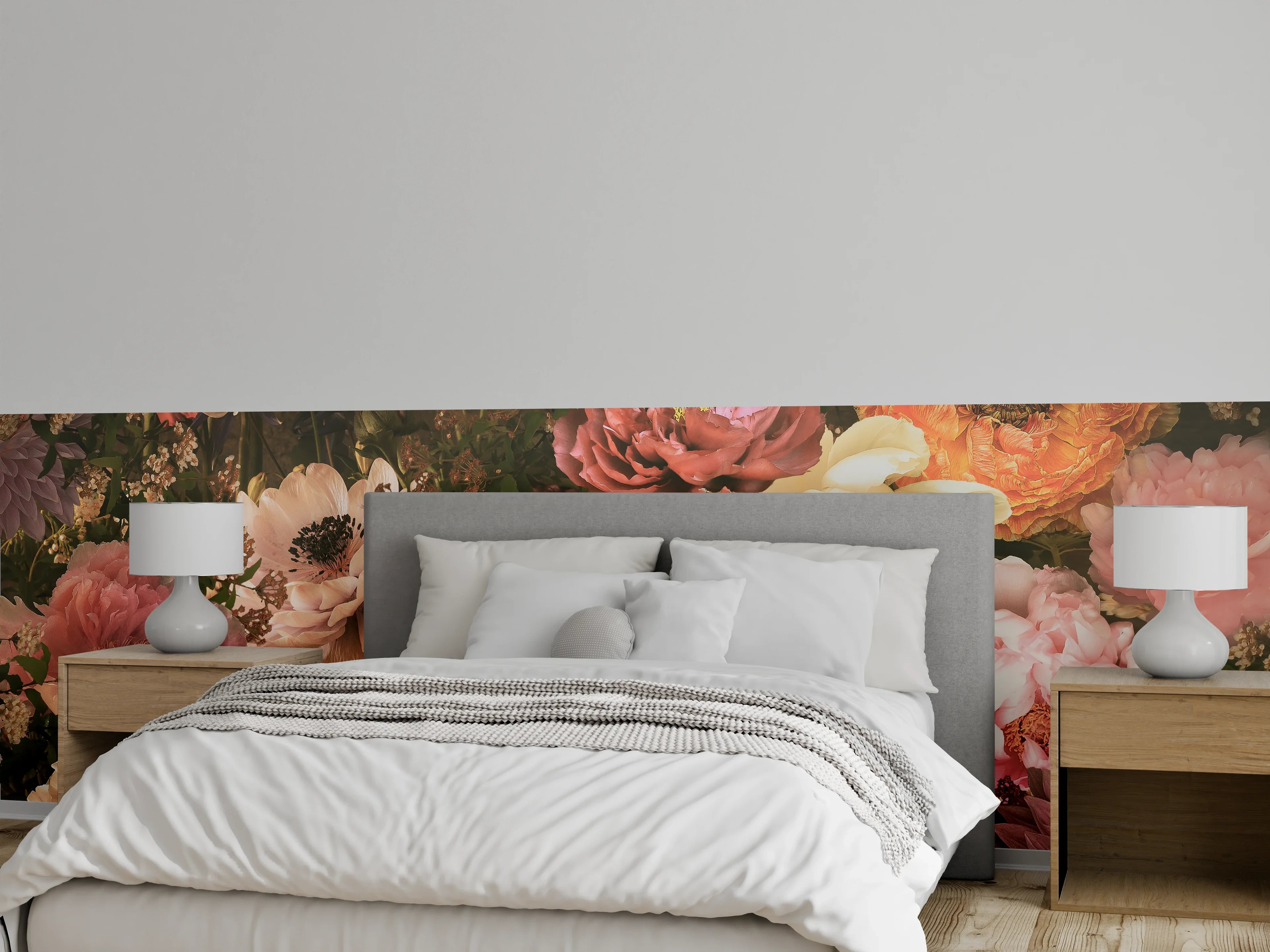 Wandverkleidung Schlafzimmer - Romantische Blütenpracht Wandbild