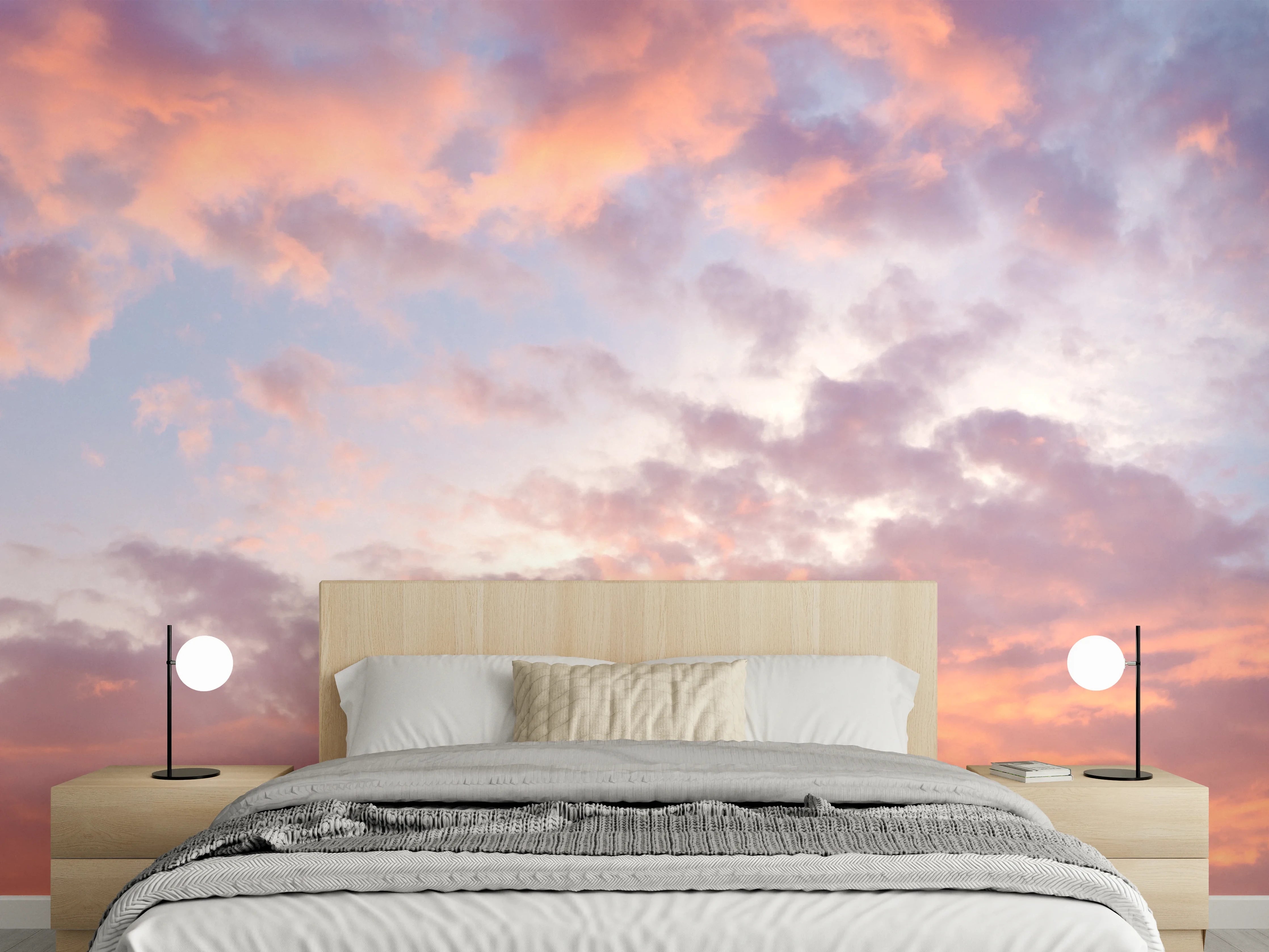 Wandverkleidung Schlafzimmer - Romantischer Himmel mit Abendrot