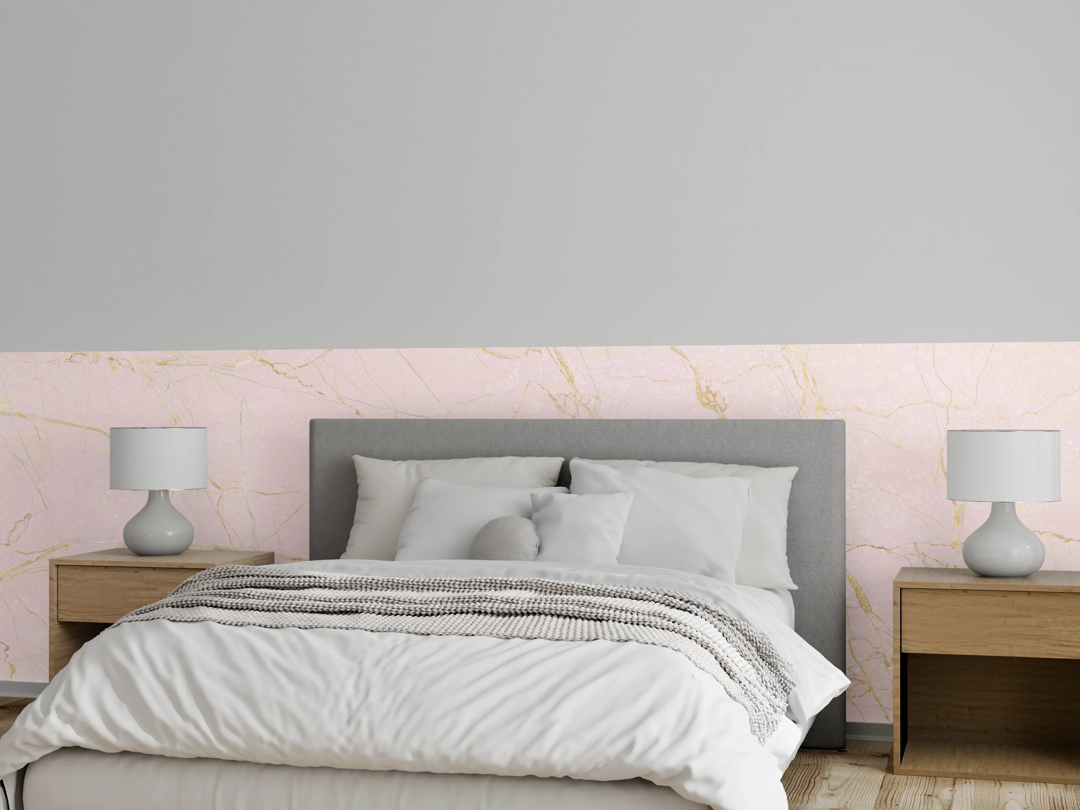 Wandverkleidung Schlafzimmer - Rosa-Gold Marmor