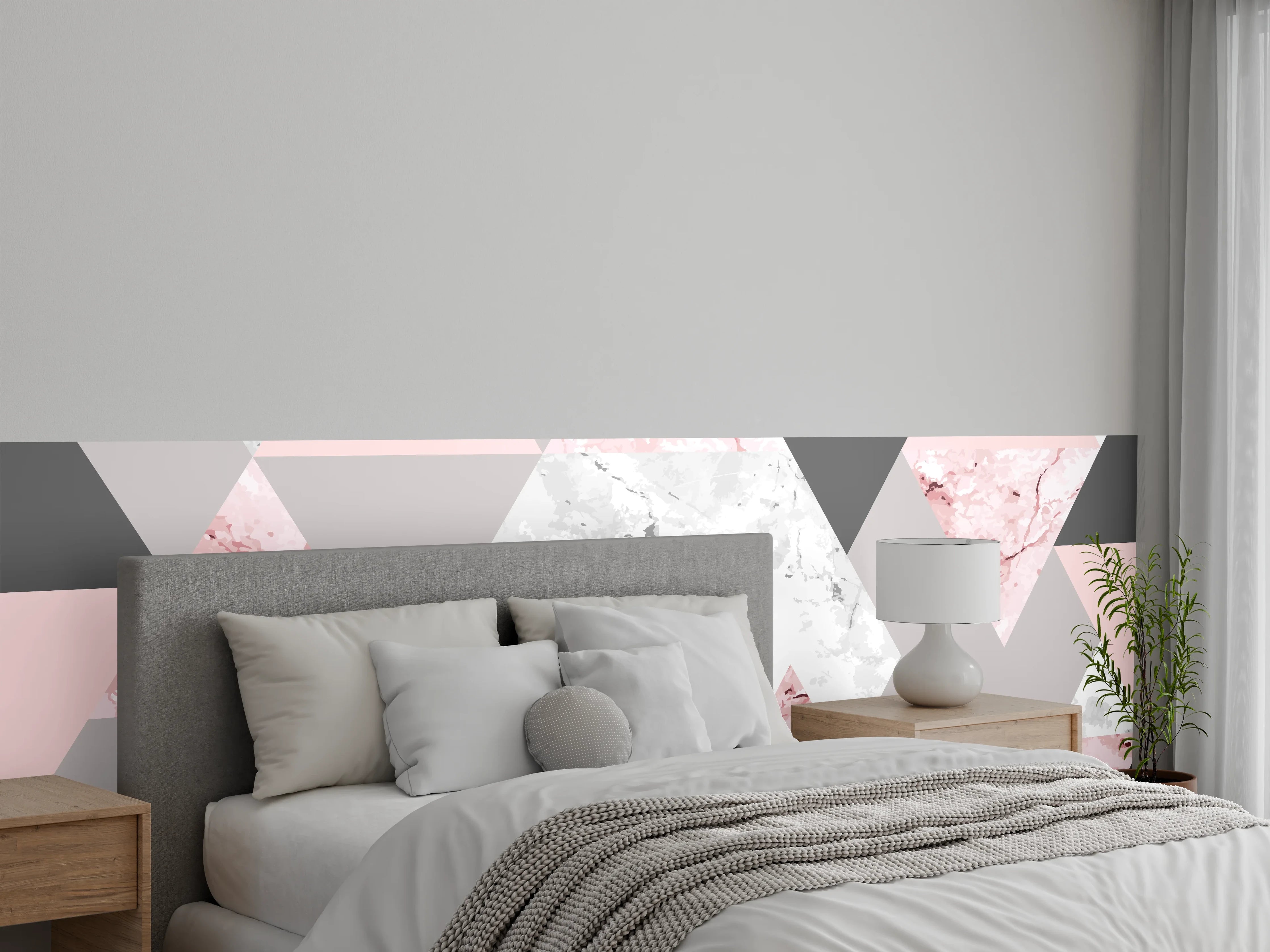 Wandverkleidung Schlafzimmer - Rosa Marmor Geometrie Tapetenmuster