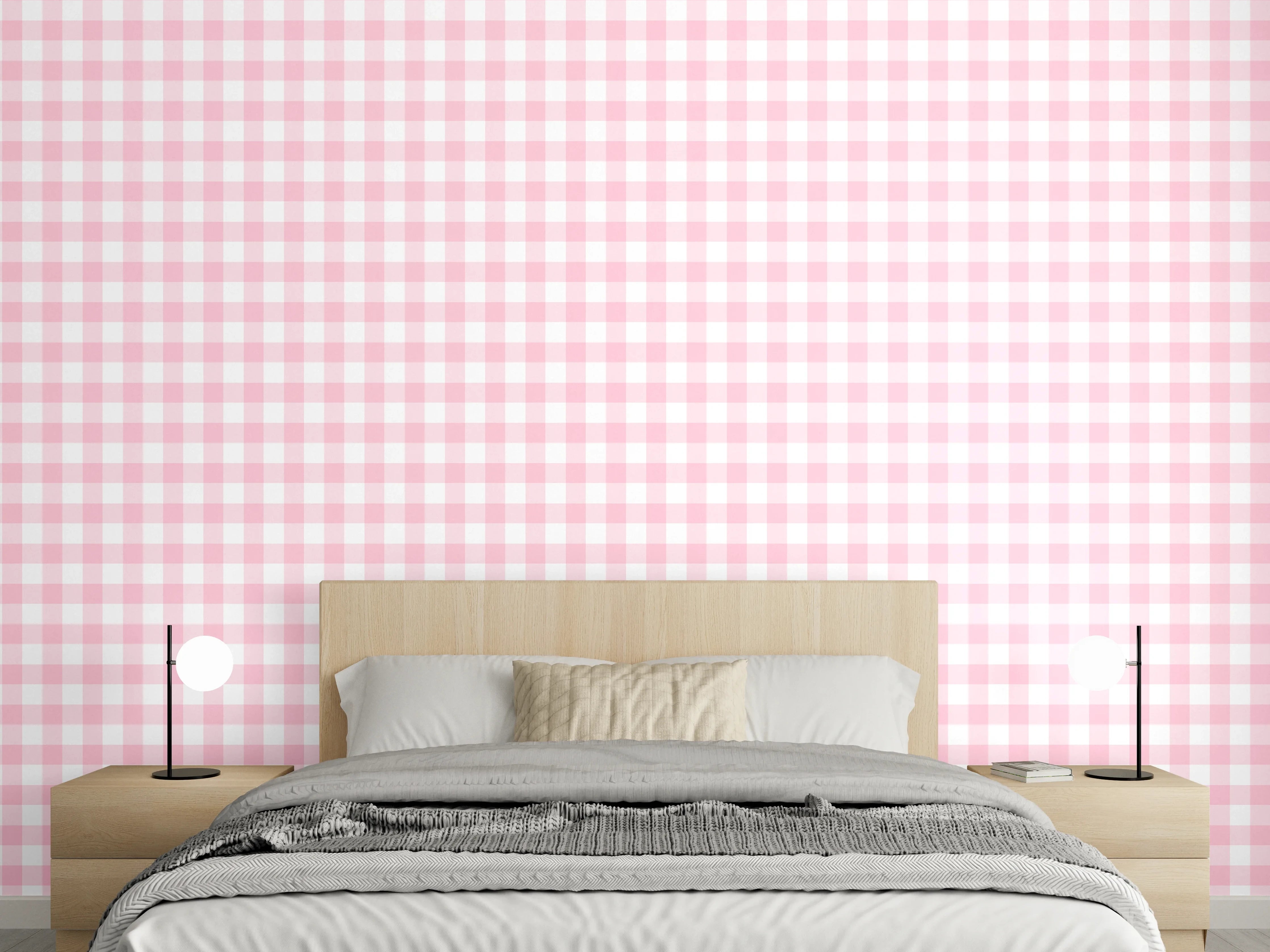 Wandverkleidung Schlafzimmer - Rosa Vichy-Muster: zart & klassisch