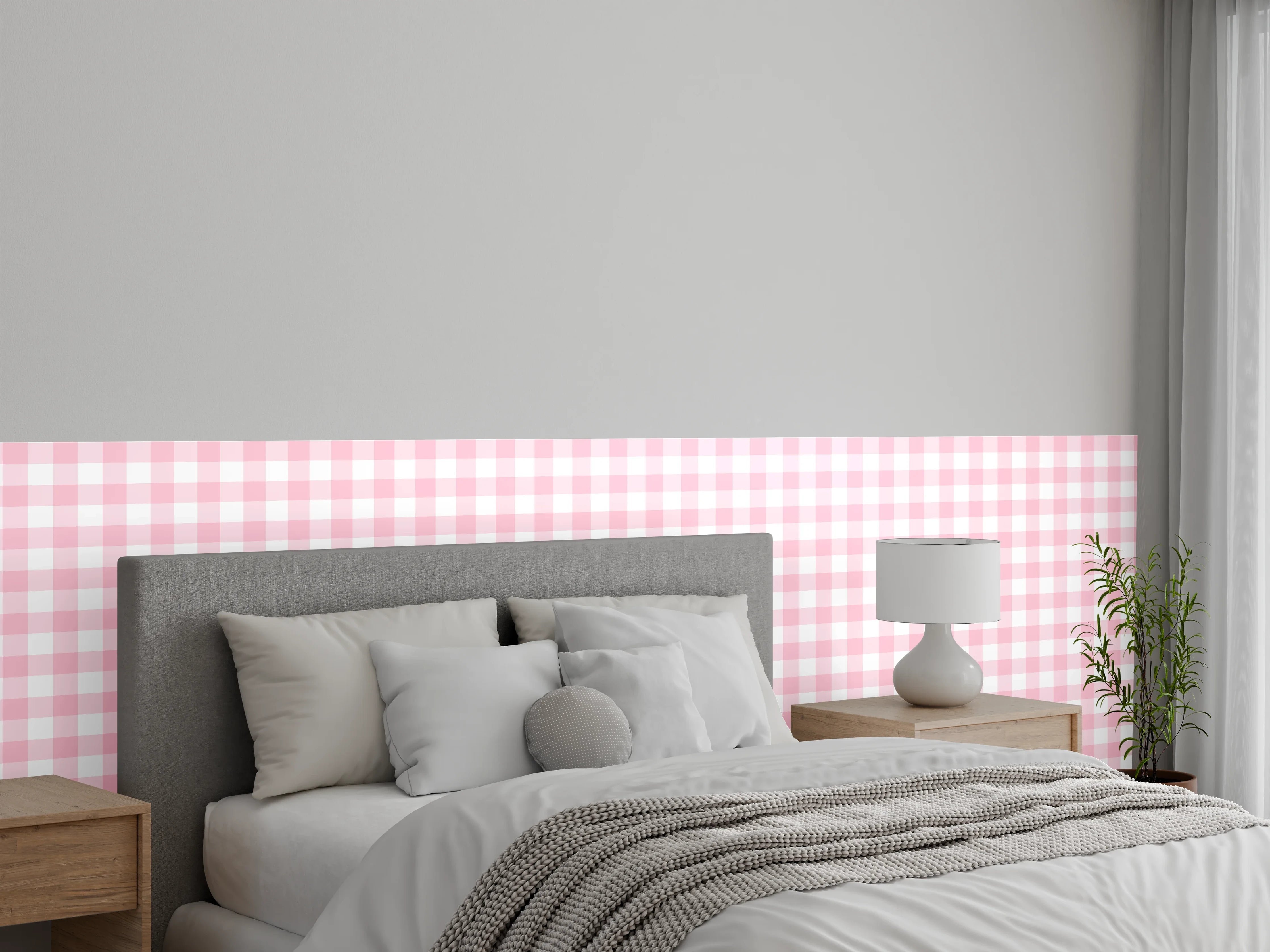 Wandverkleidung Schlafzimmer - Rosa Vichy-Muster: zart & klassisch