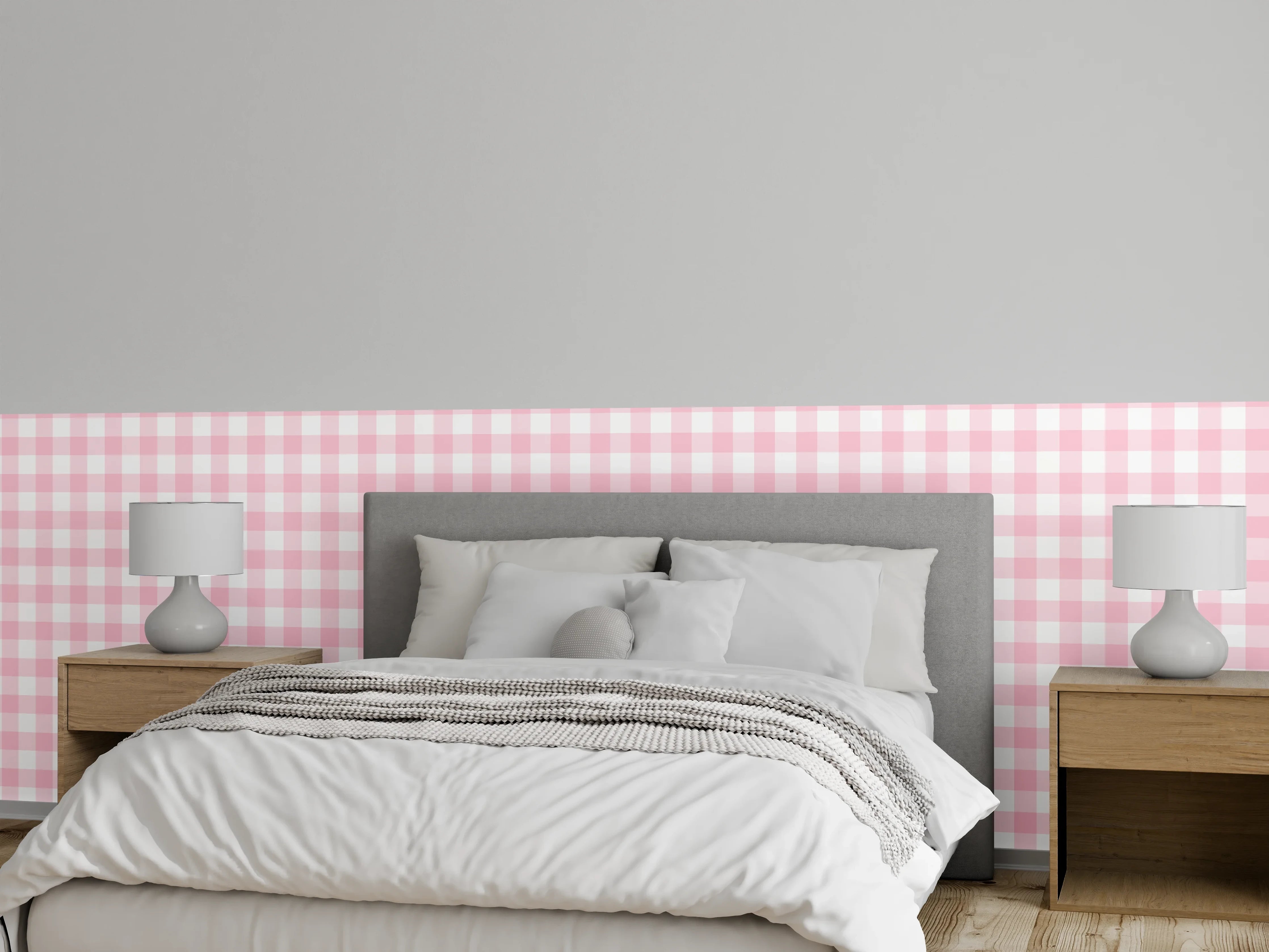 Wandverkleidung Schlafzimmer - Rosa Vichy-Muster: zart & klassisch