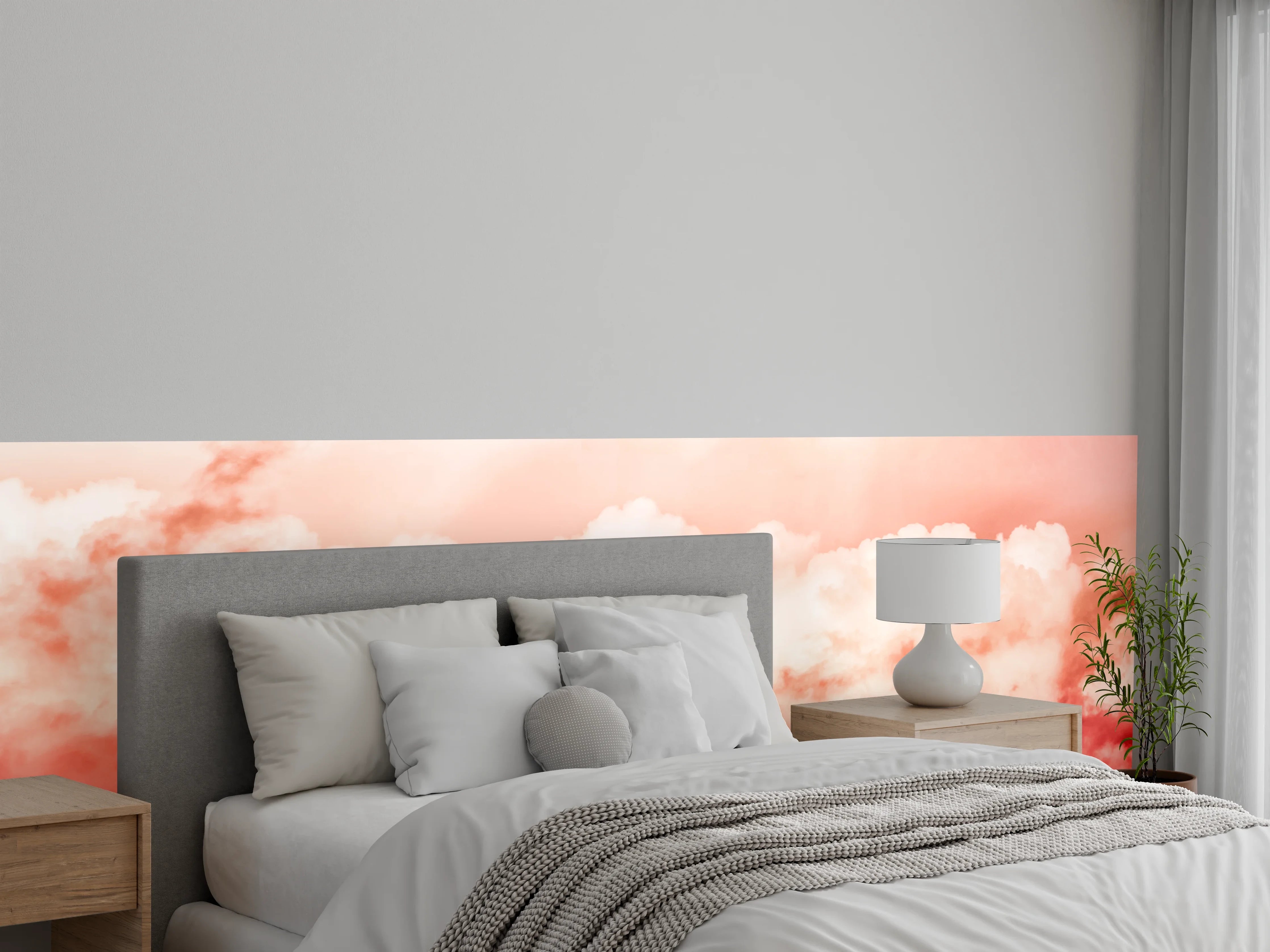 Wandverkleidung Schlafzimmer - Rosa Wolkenhimmel