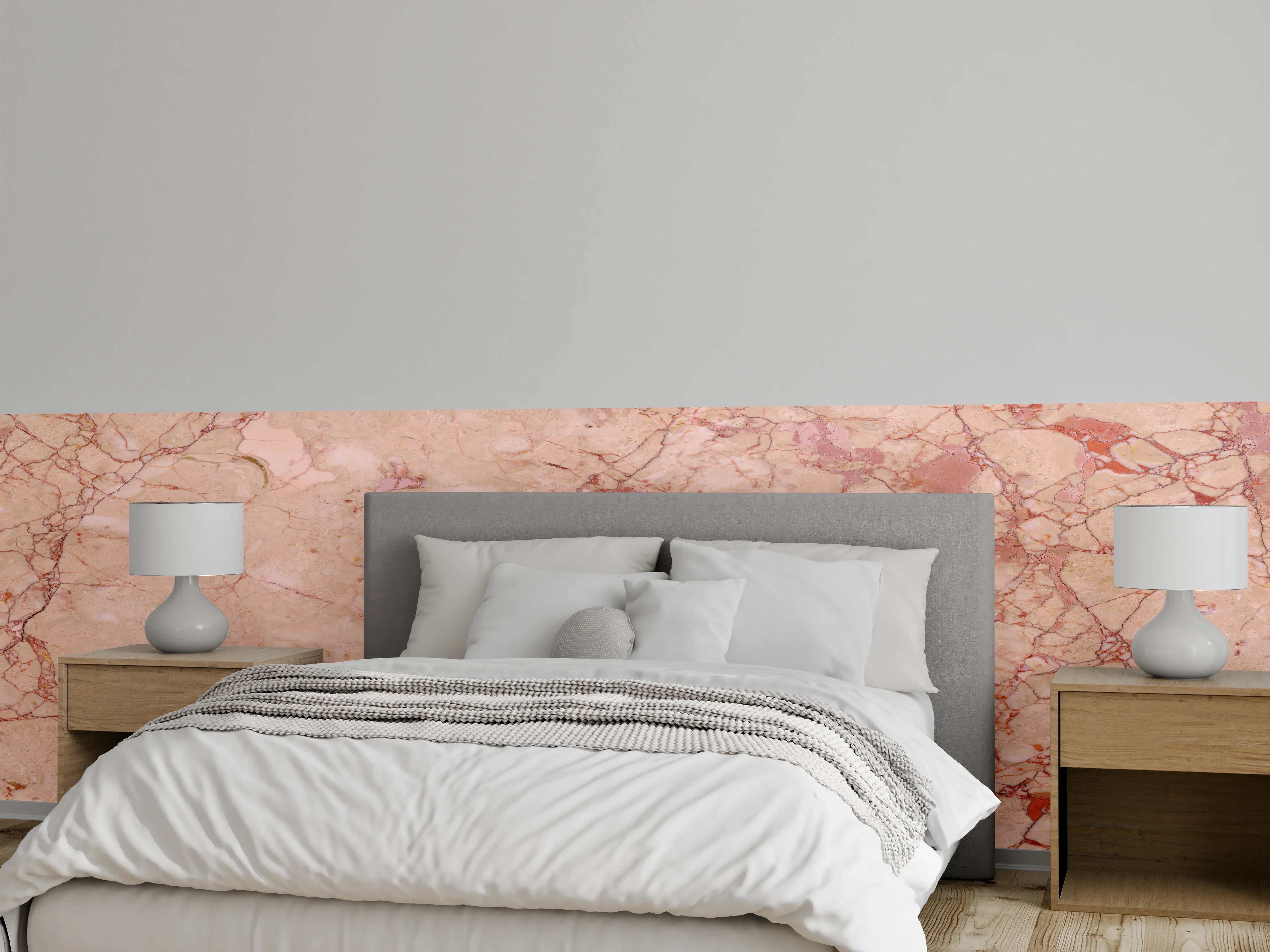 Wandverkleidung Schlafzimmer - Rosafarbener abstrakter Marmor