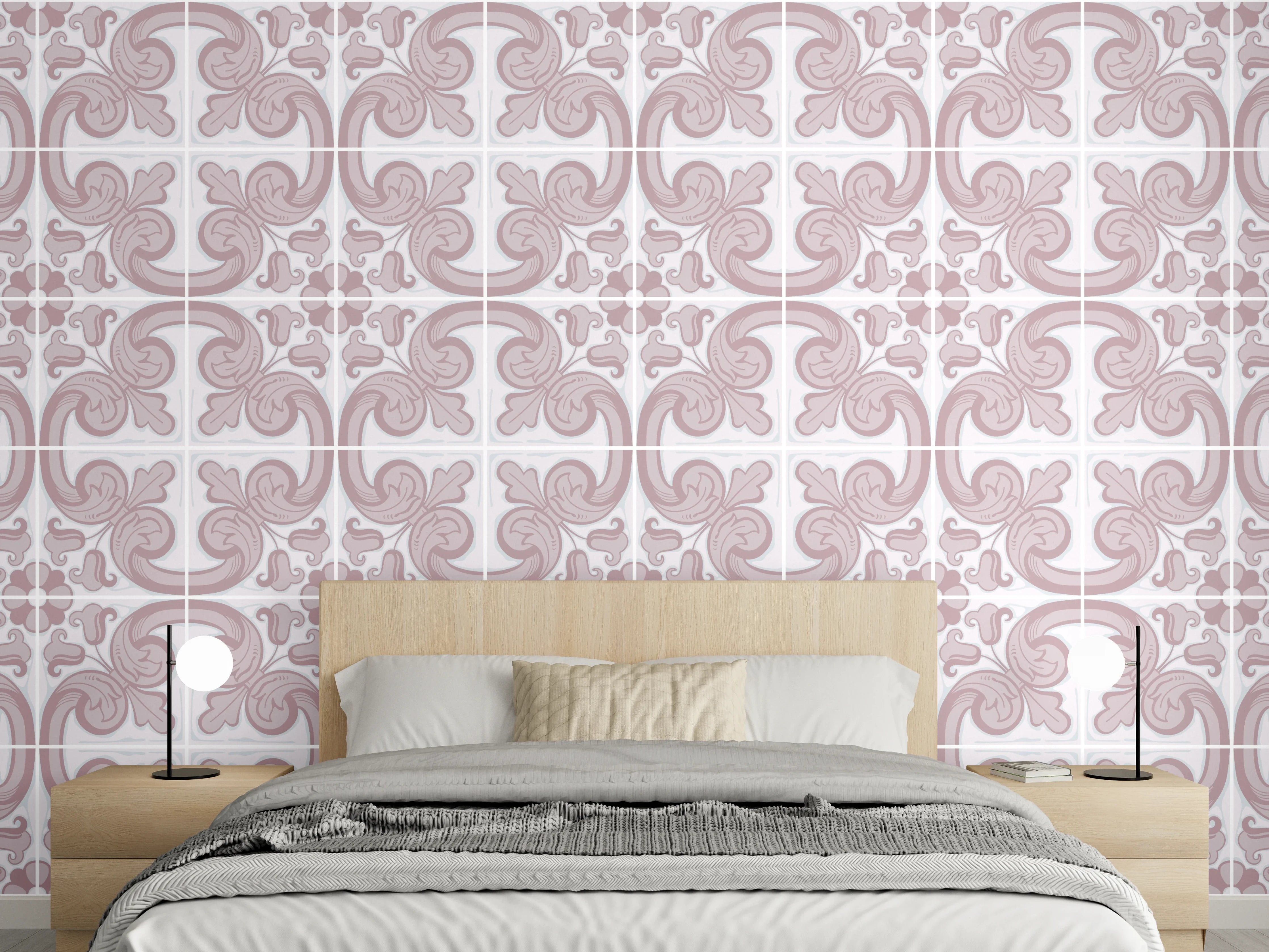 Wandverkleidung Schlafzimmer - Rosafarbenes Elefantenmuster