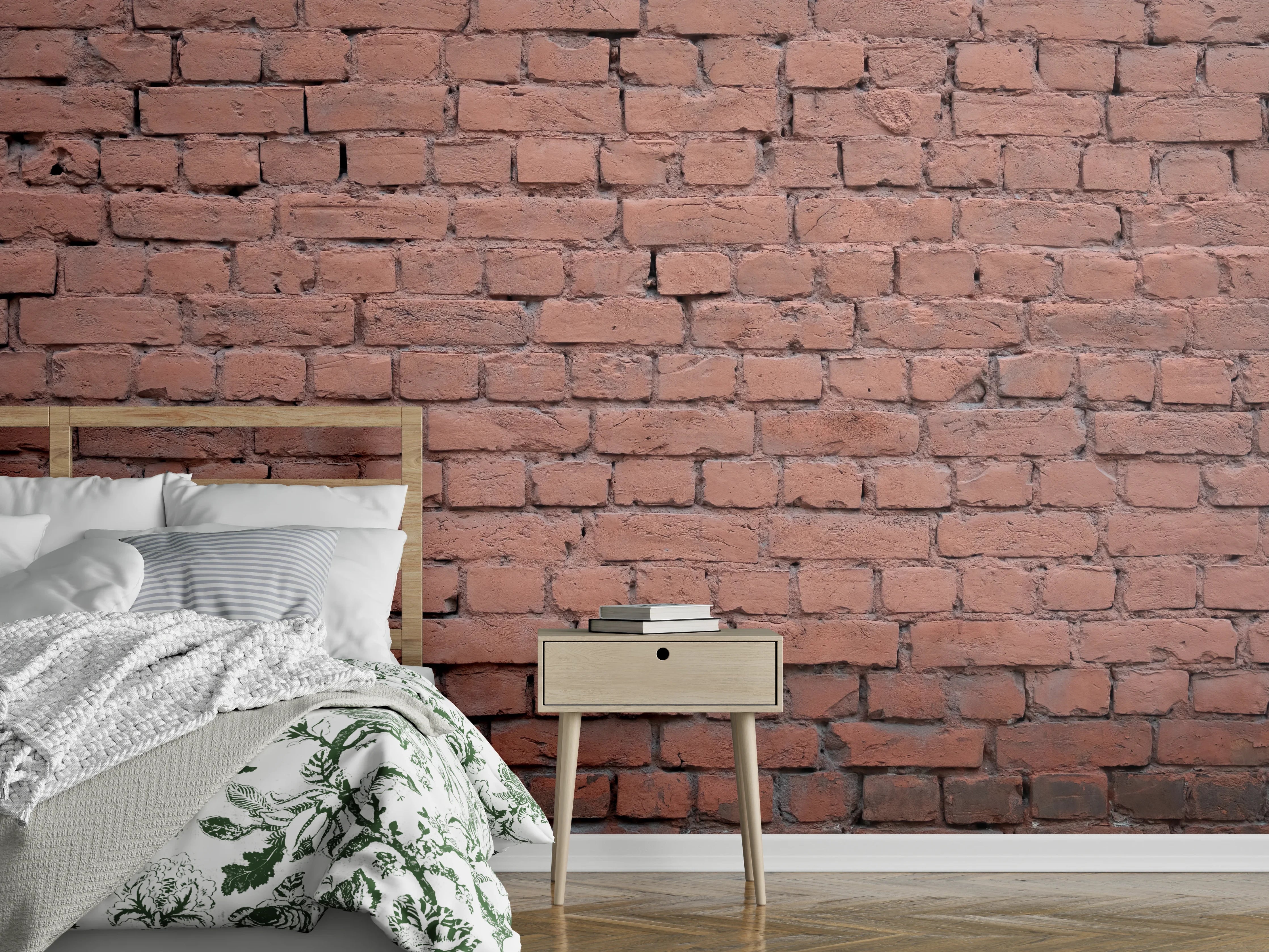 Wandverkleidung Schlafzimmer - Rosafarbige Ziegelwandoberfläche